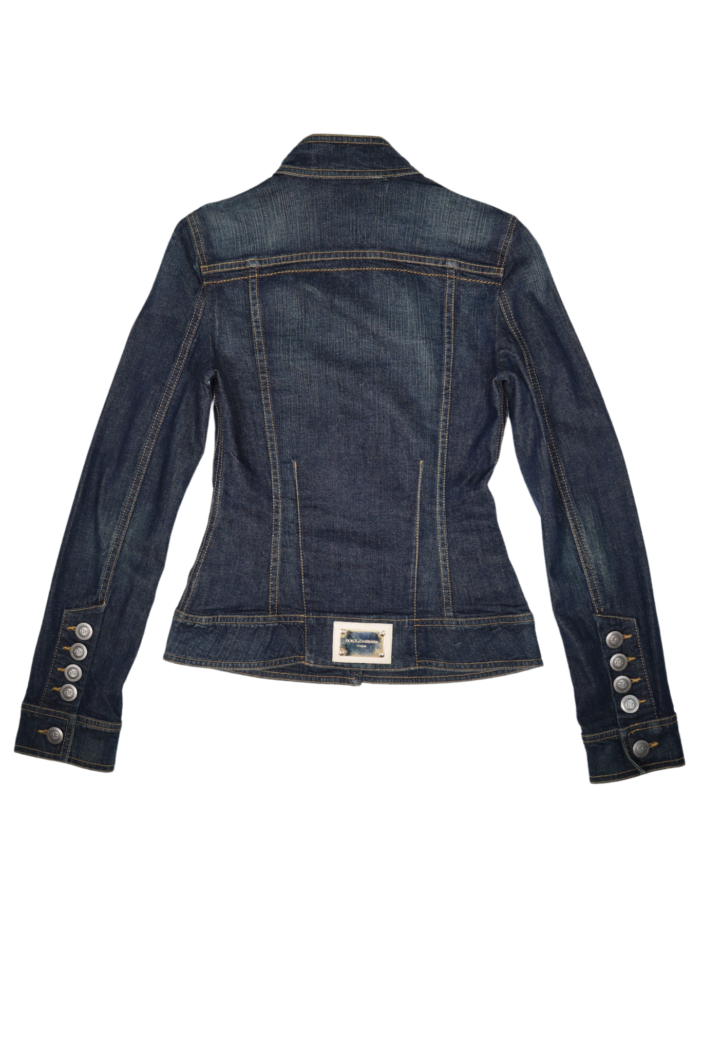 Dolce & Gabbana Fitted Top Stitch Denim Moto Jacket