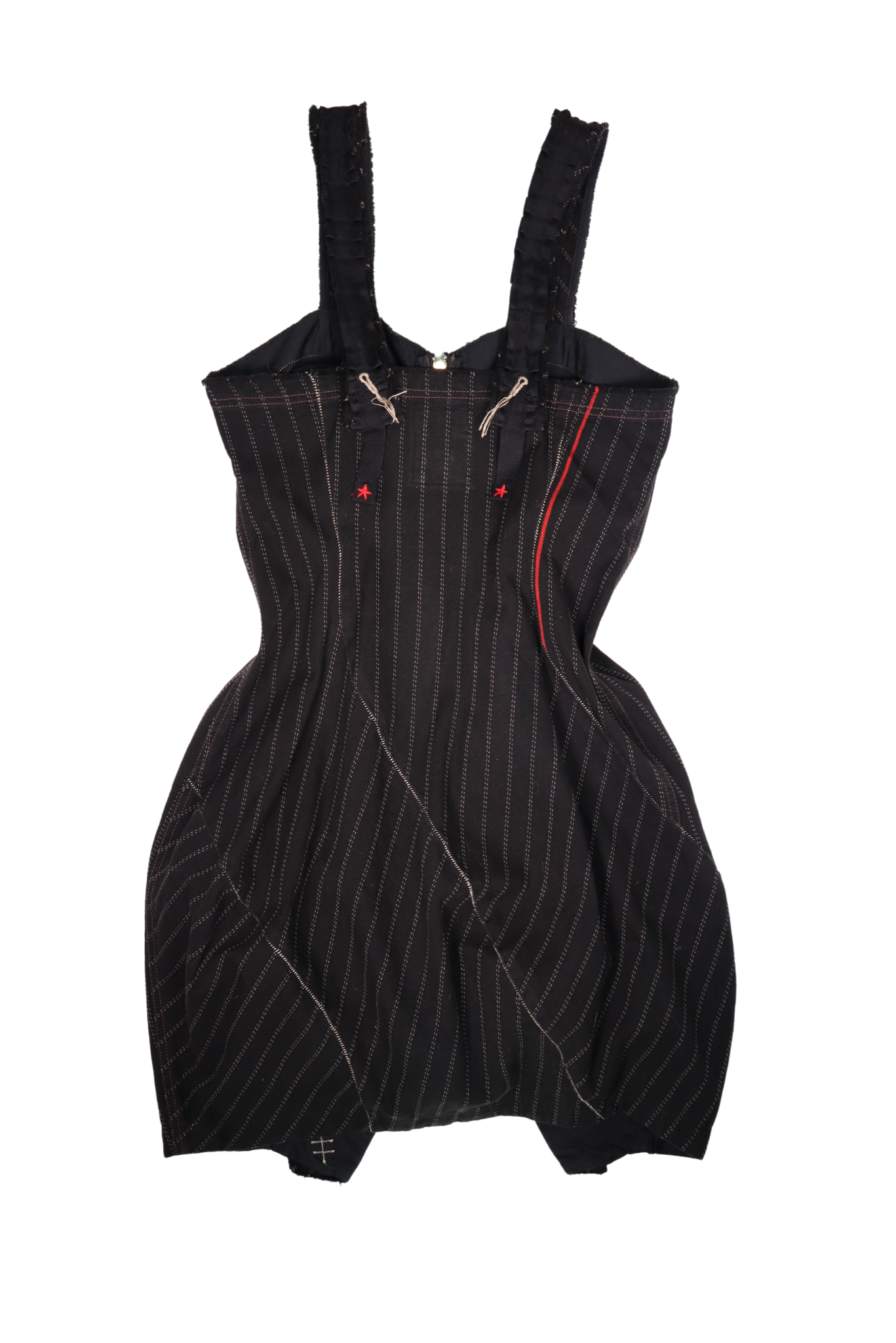 Vintage Marithe Francois Girbaud Pinstripe Button Balloon Dress