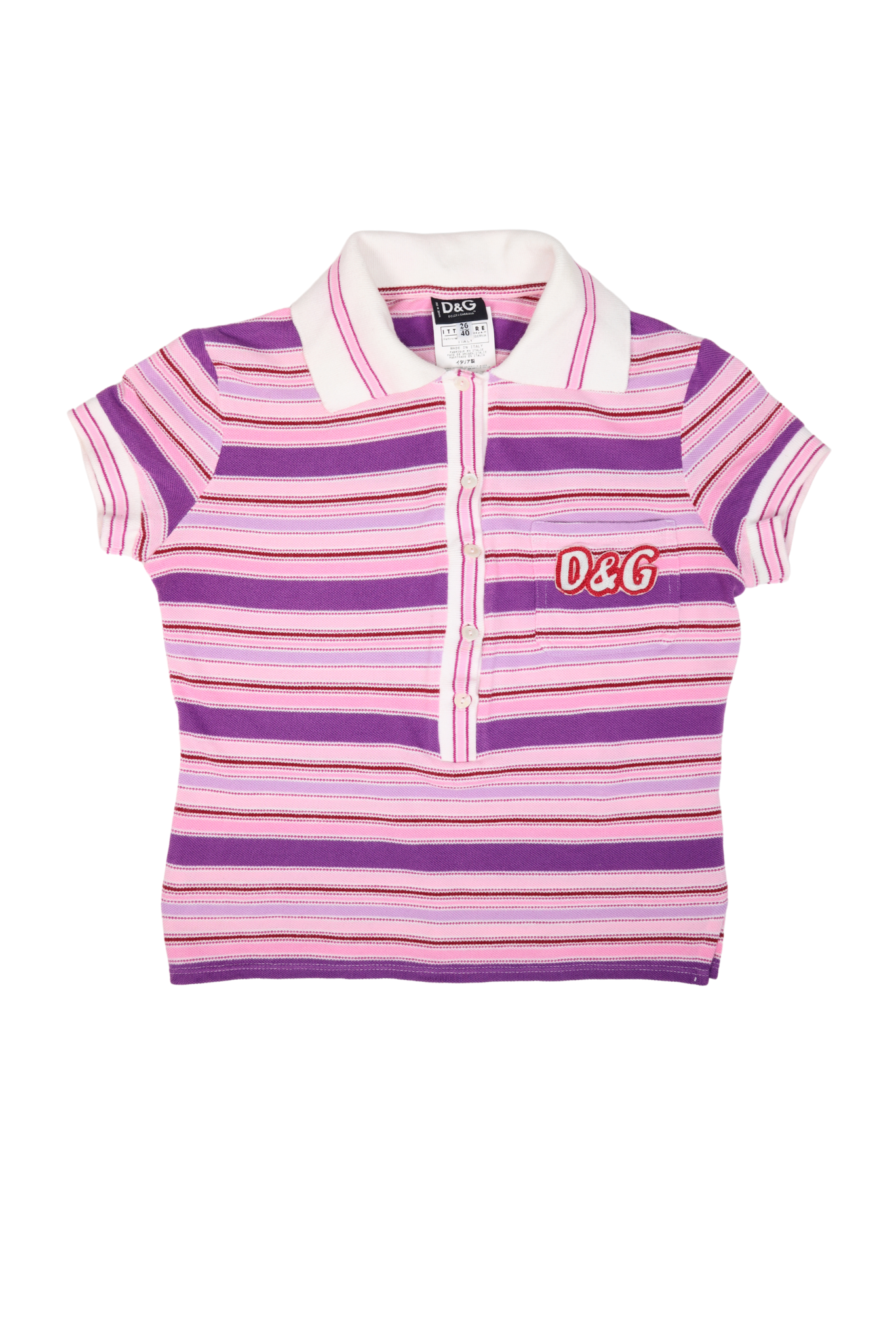 Vintage D&G Pink Stripe Cropped Polo Shirt