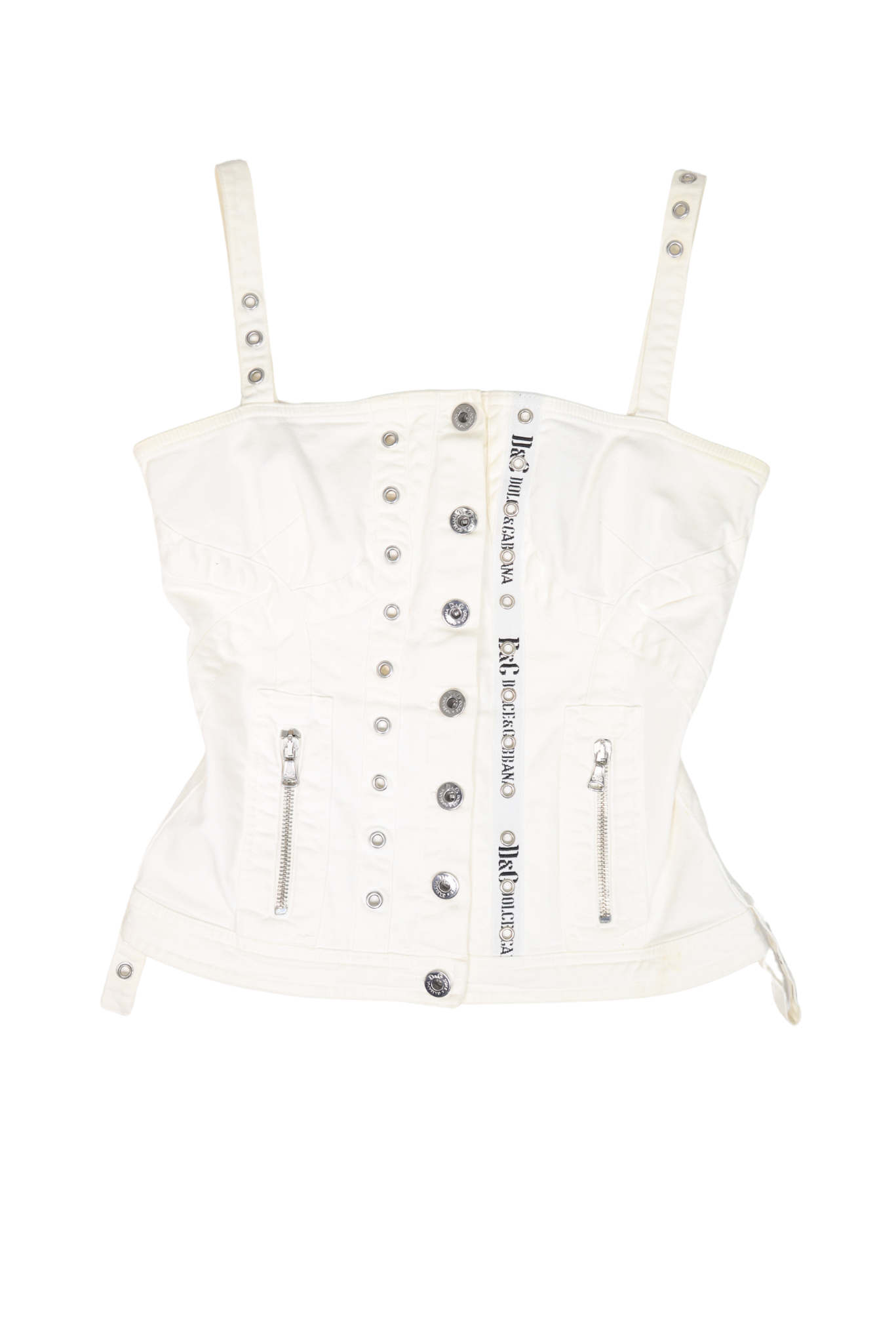 Vintage 90s D&G Cargo White Canvas Corset Top