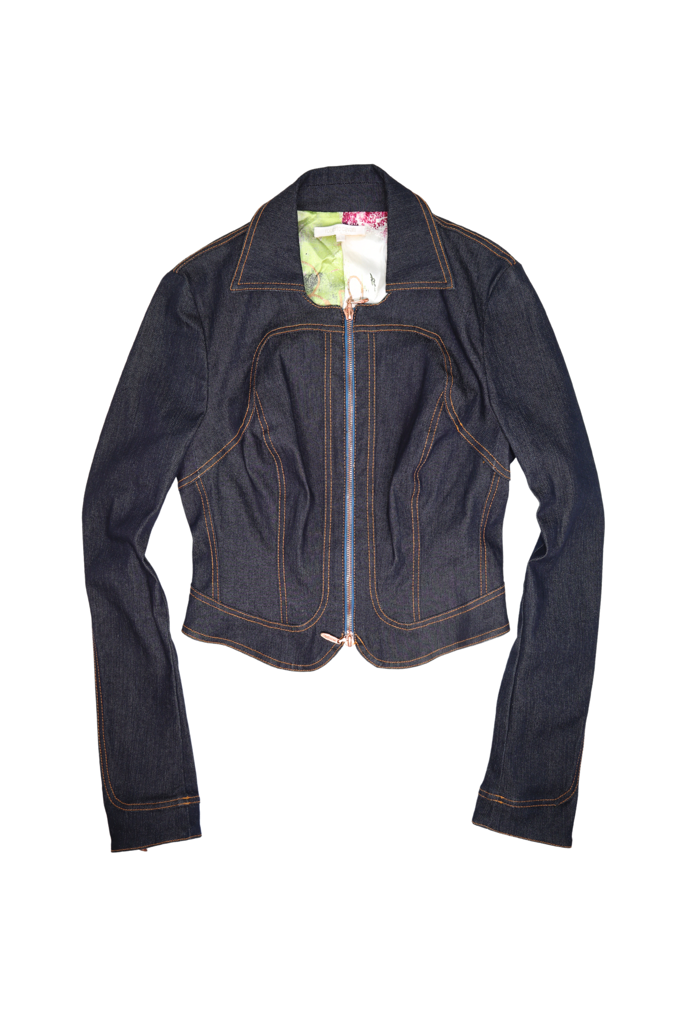 (SET) Vintage Roberto Cavalli S/S 2002 Indigo Denim Jacket & Skirt