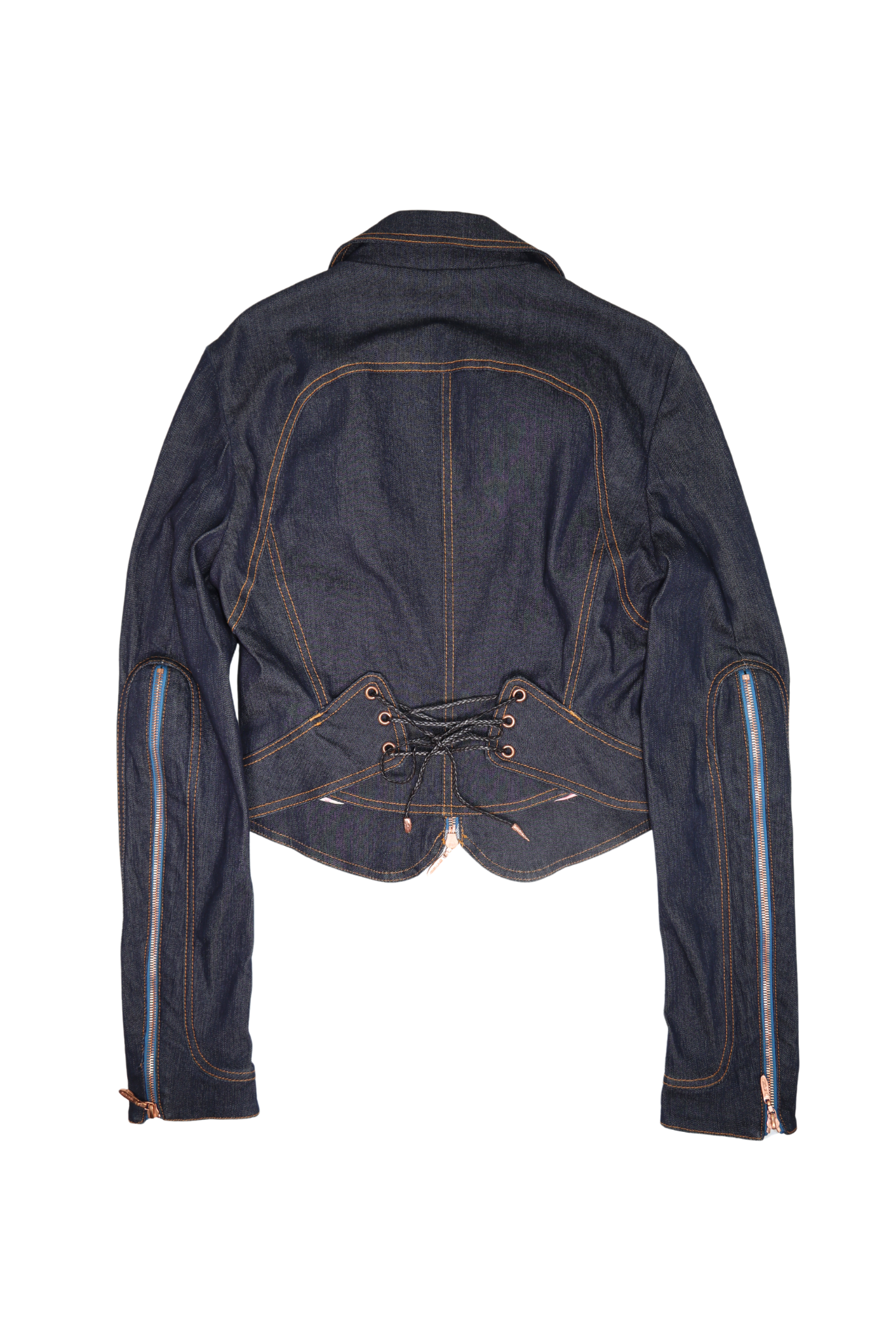 (SET) Vintage Roberto Cavalli S/S 2002 Indigo Denim Jacket & Skirt