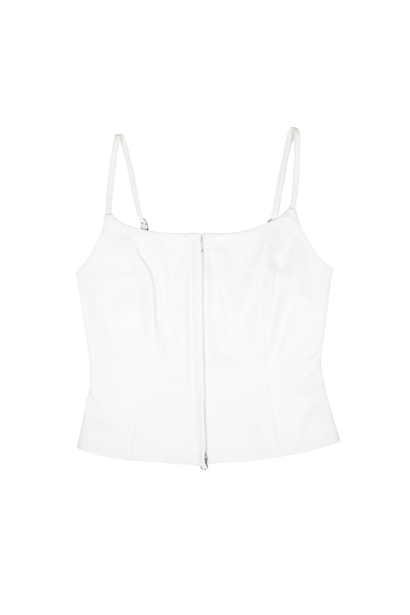 Vintage Moda White Leather Zipper Corset Tank