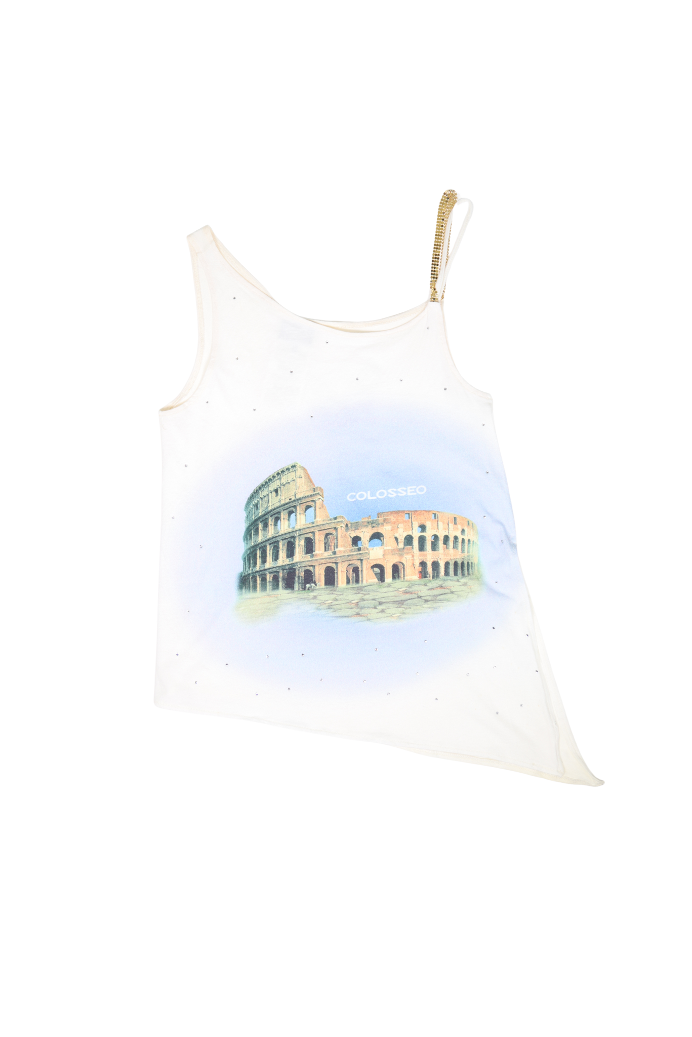 Vintage D&G Colosseo Asymmetric Tank Top With Gold Chainmail Strap