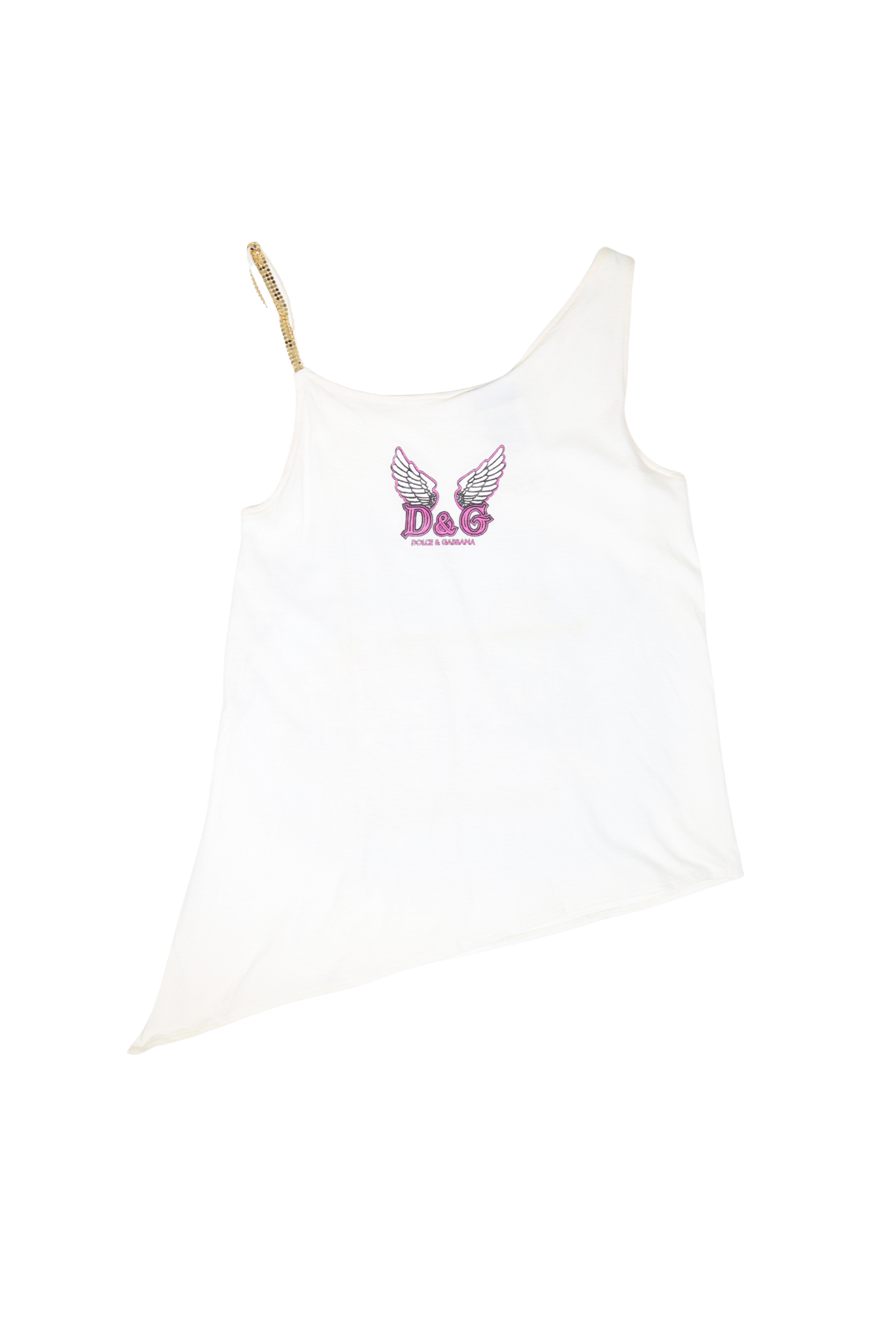 Vintage D&G Colosseo Asymmetric Tank Top With Gold Chainmail Strap