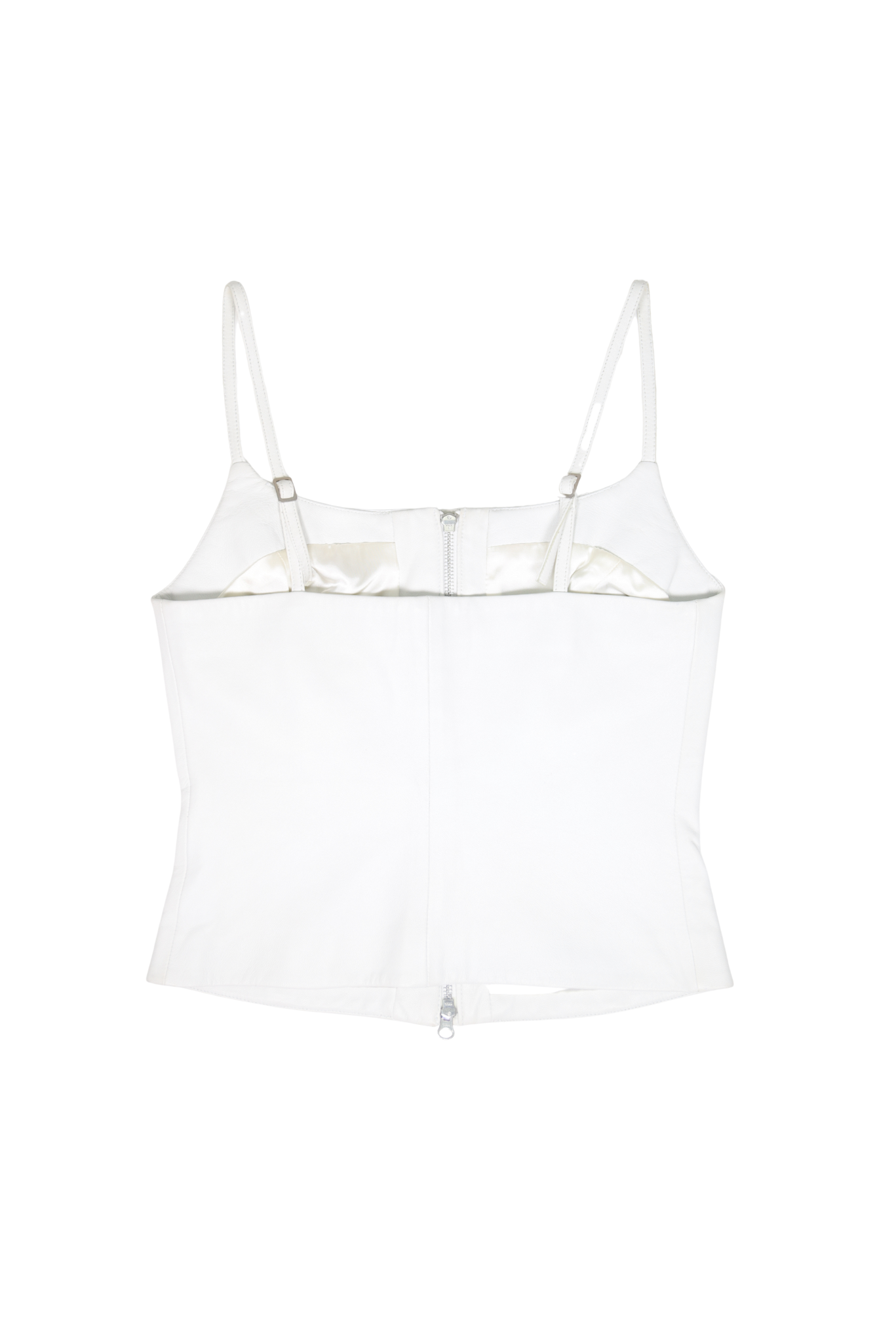Vintage Moda White Leather Zipper Corset Tank