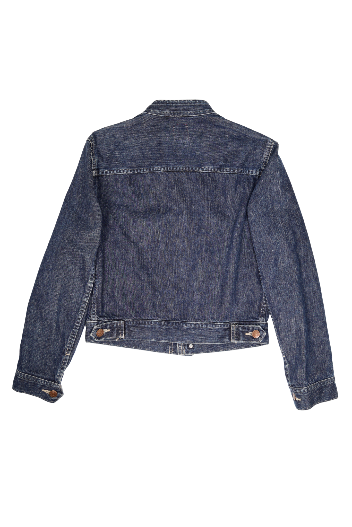 90s Hysteric Glamour Dark Denim Cropped Patched Moto Jacket