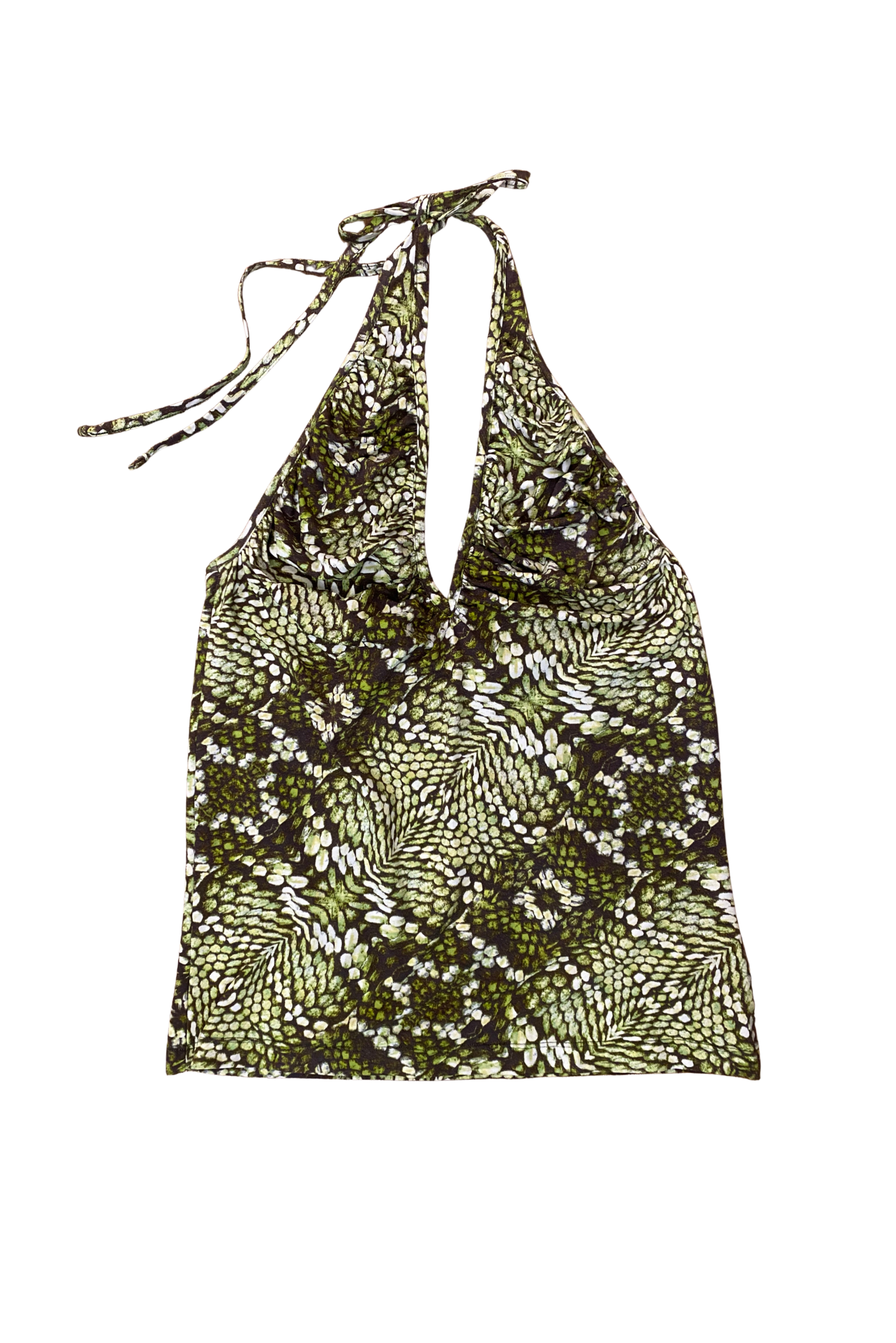 Vintage Roberto Cavalli Snakeskin Plunge Halter Top