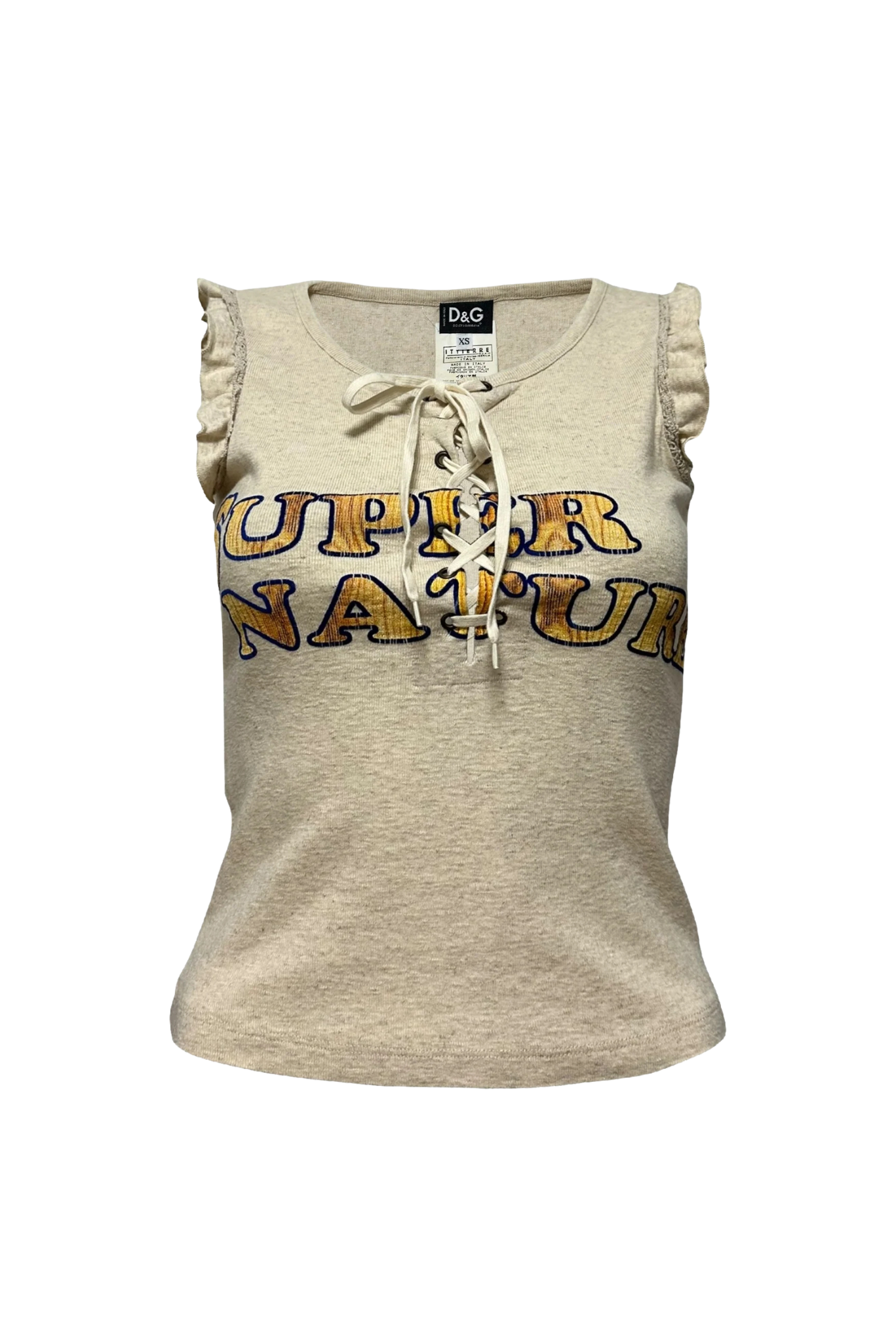 RARE D&G "Super Natural Original Sin" Lace-Up Tank Top