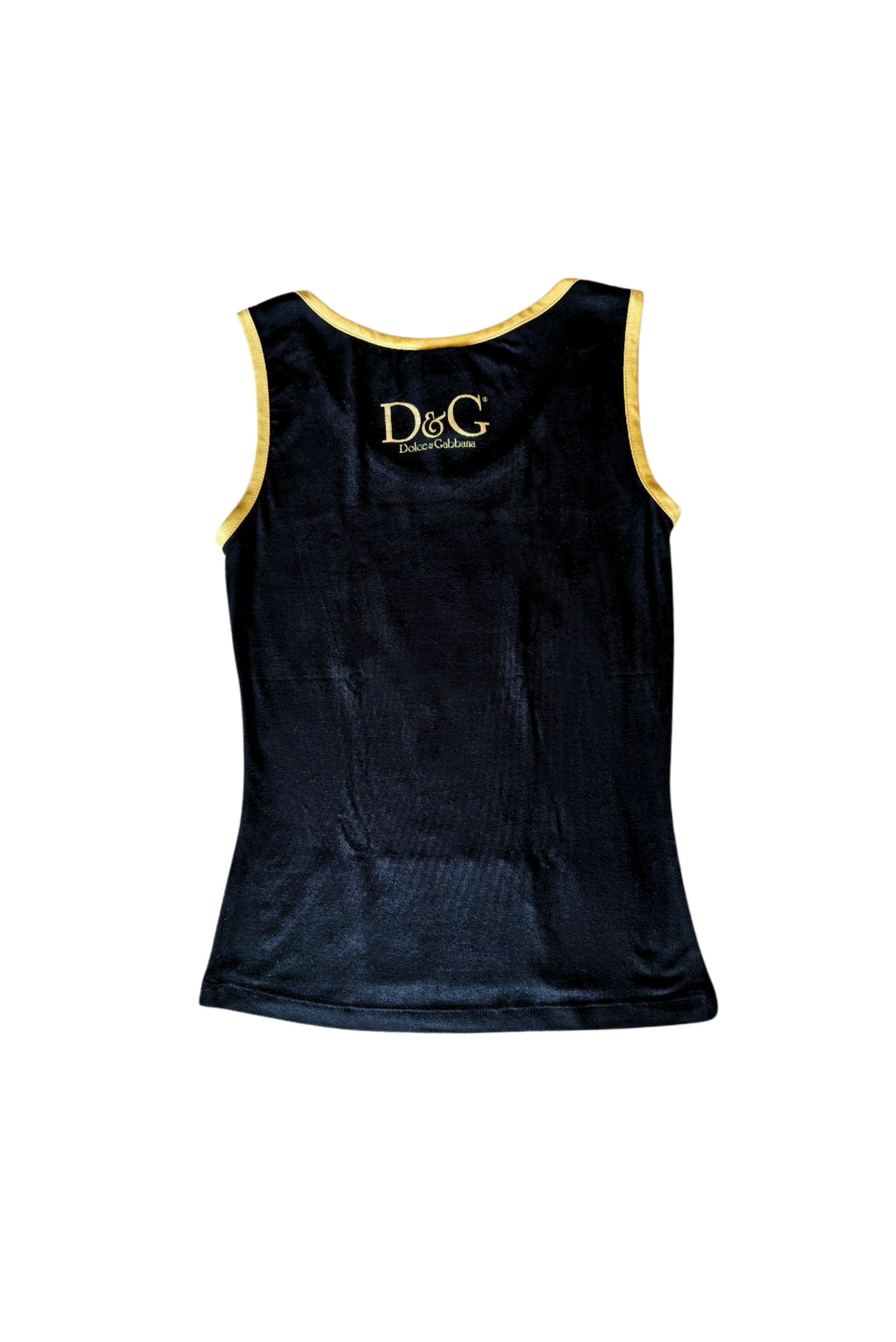 Vintage 2000's D&G "I'm Ahead Of The Times" Black Tank Top