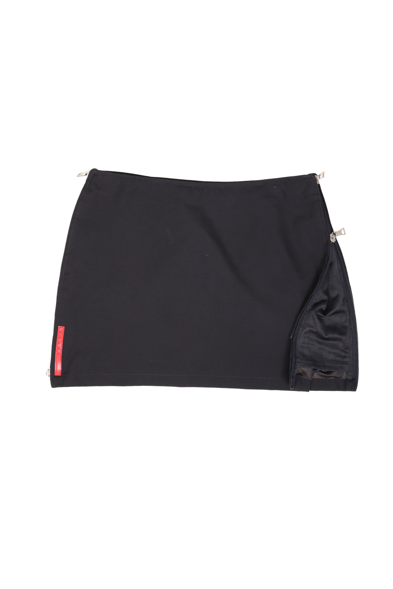 Vintage 00's Prada Sport Side Zipper Mesh Black Mini Skirt
