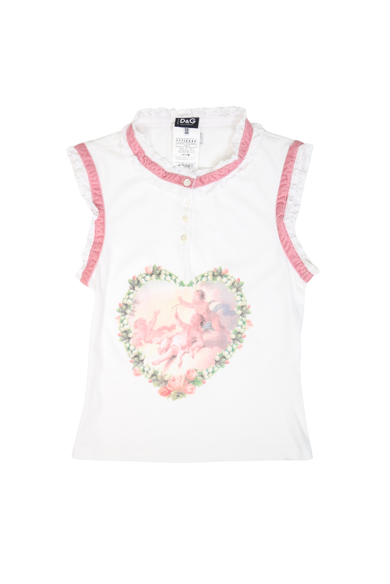 Rare Vintage Dolce & Gabbana White Cherub Print Tank