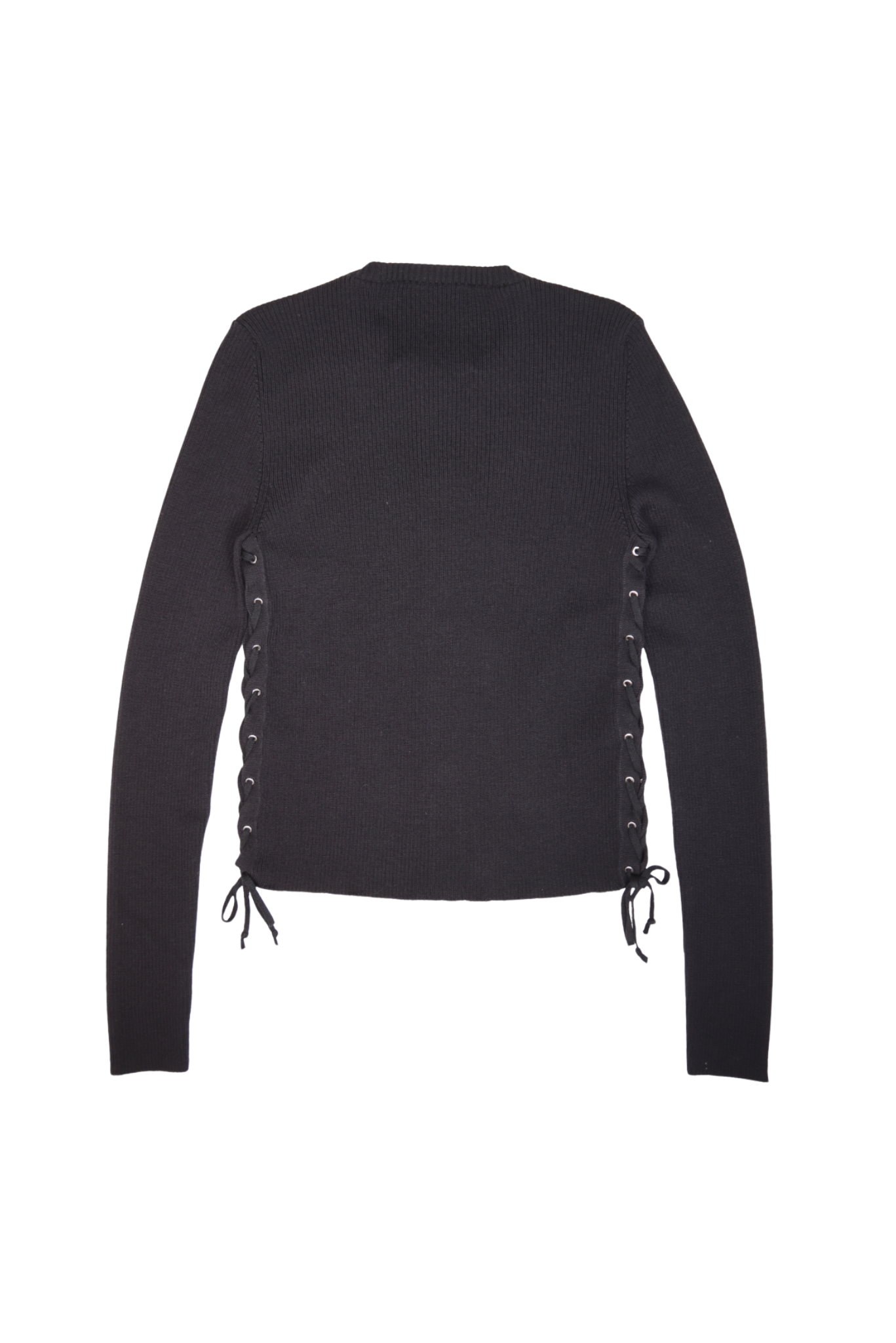 Moschino Couture 100% Wool Side Lace-Up Ribbed Knit Cardigan 