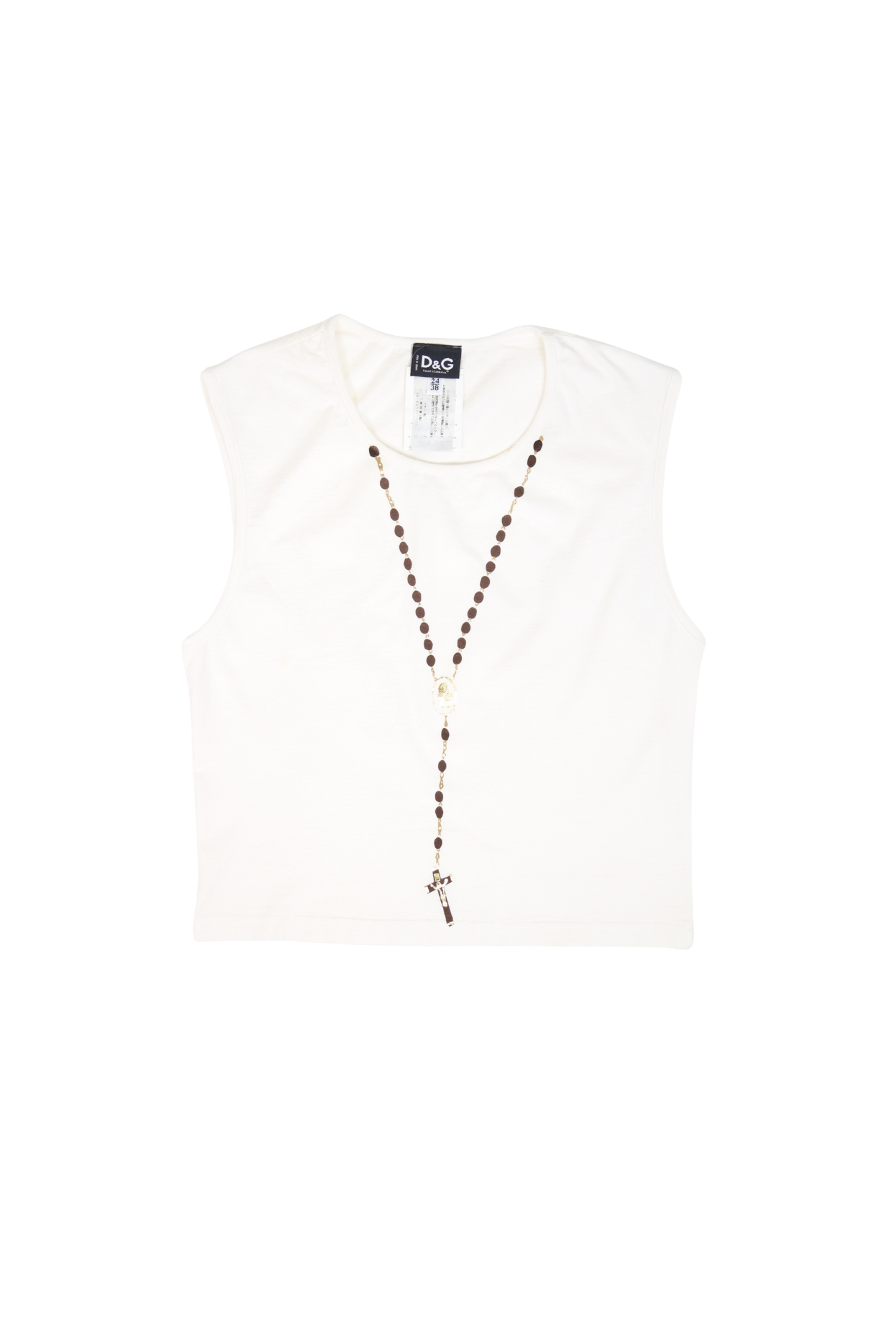 Vintage 2000's Archive D&G Rosary Cross Print Tank Top