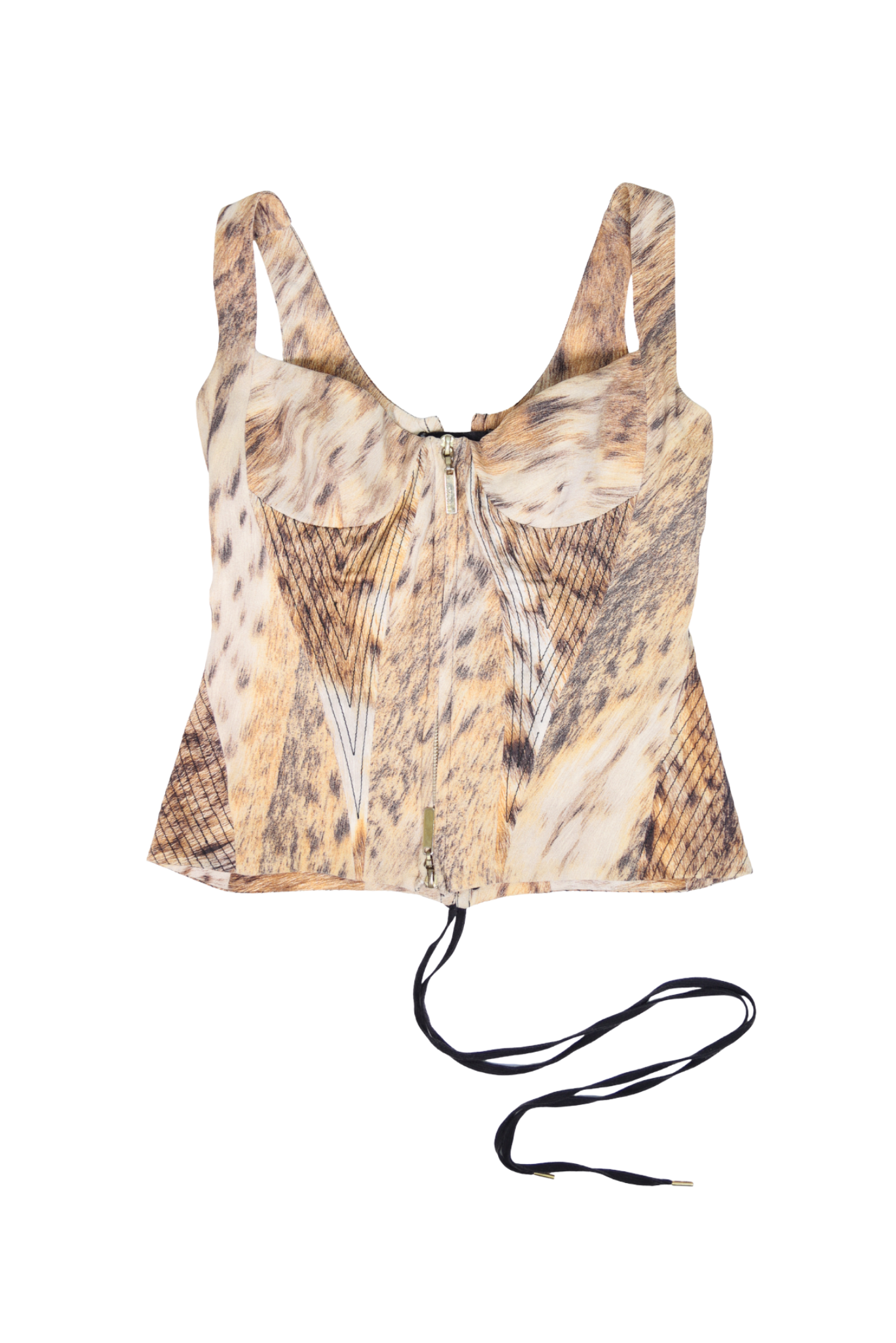 Roberto Cavalli 2003 Leopard Lace-Up Corset