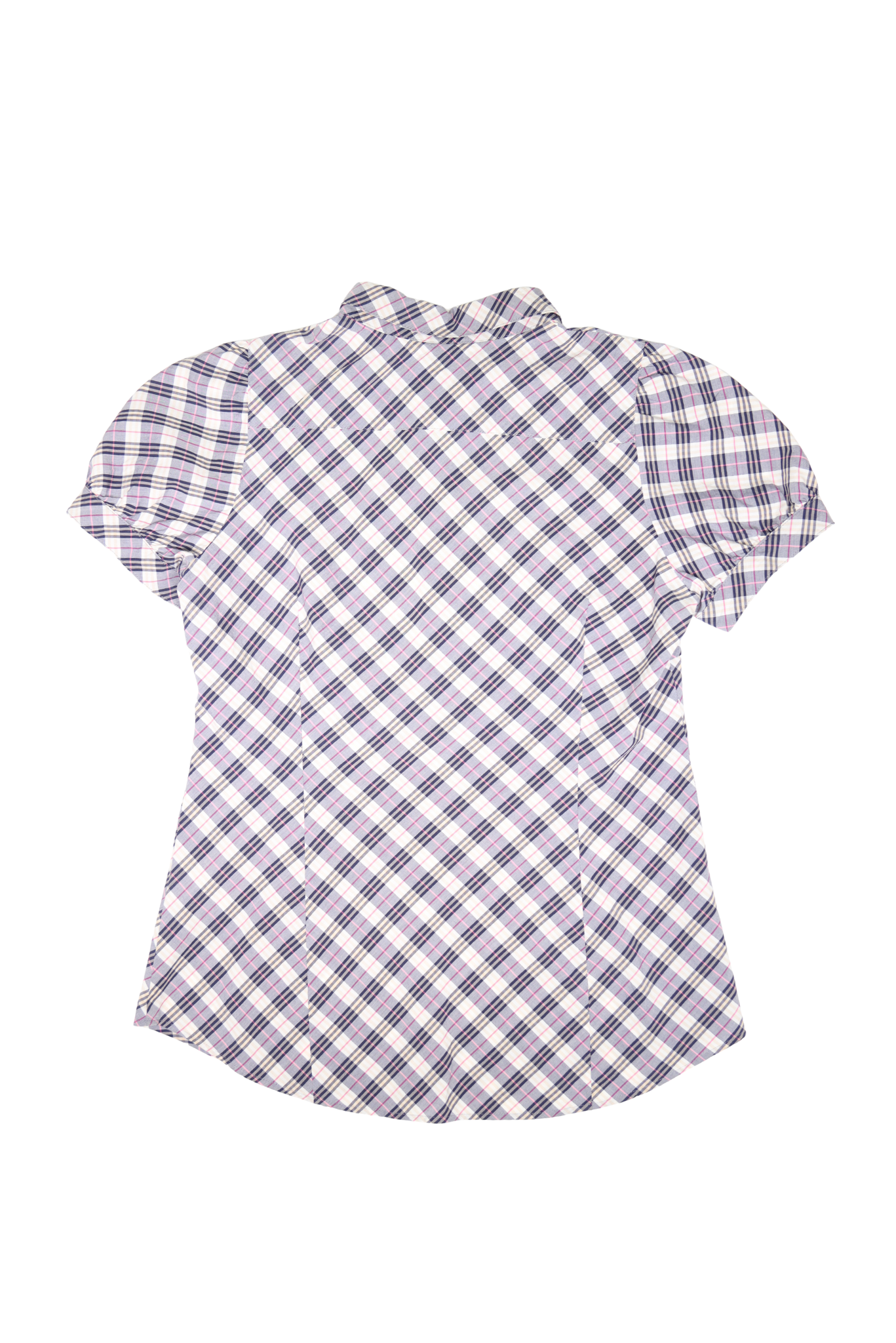 Vintage Burberry Checkered Puff Sleeve Short Sleeve Shirt