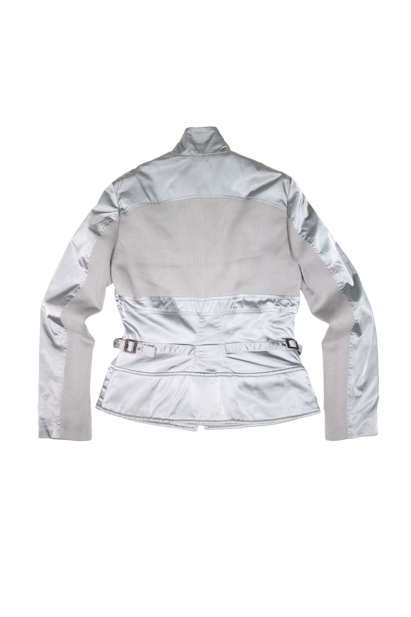 Vintage Versace Silver Satin Ribbed Zip Up Jacket