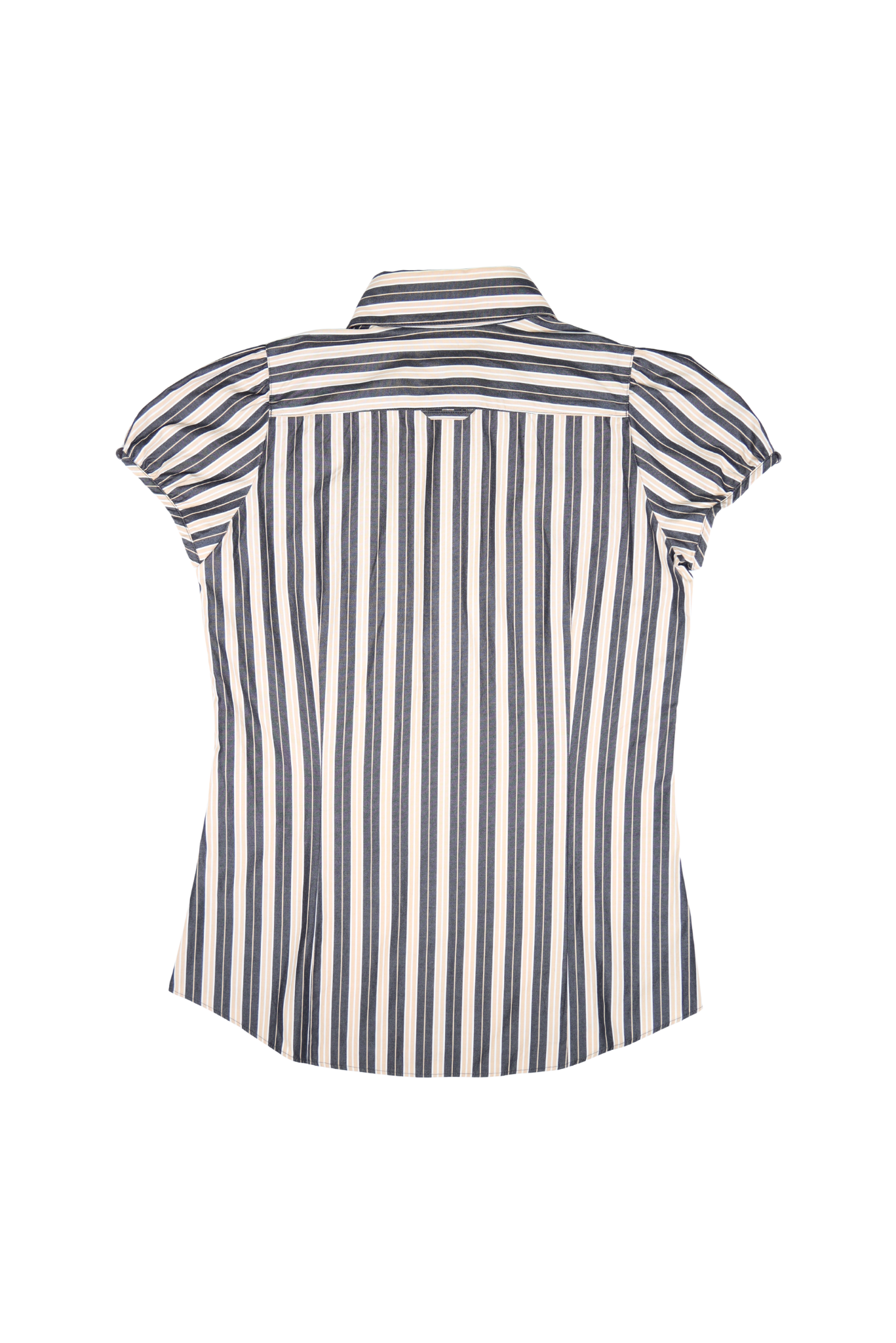 Vintage Burberry London Puff Sleeve Striped Polo Shirt