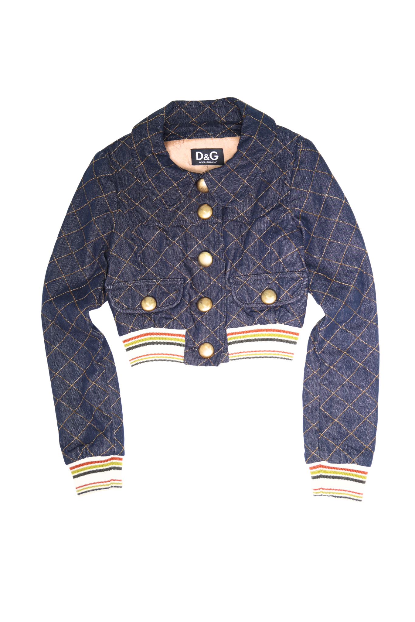 (SET) 90s Rare Dolce & Gabbana Quilted Denim Jacket and Skirt