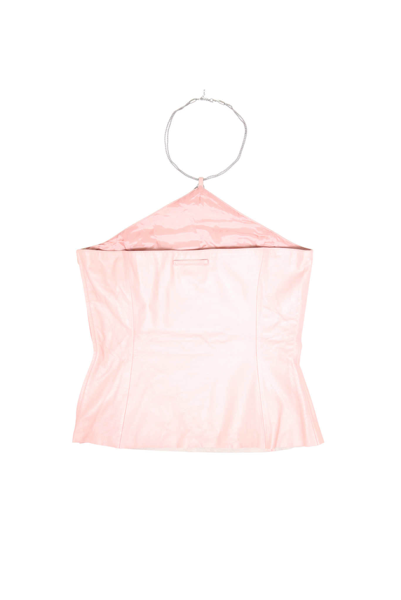 Rare Jean Paul Gaultier Leather Pink Charm Neck Halter Top