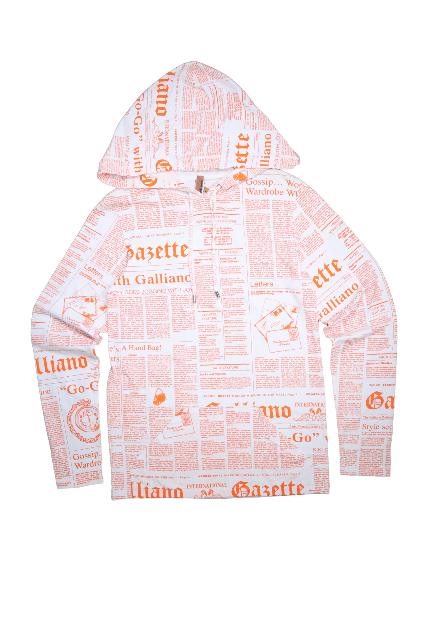 Deadstock John Galliano FW2000 Gazette Newspaper Hoodie