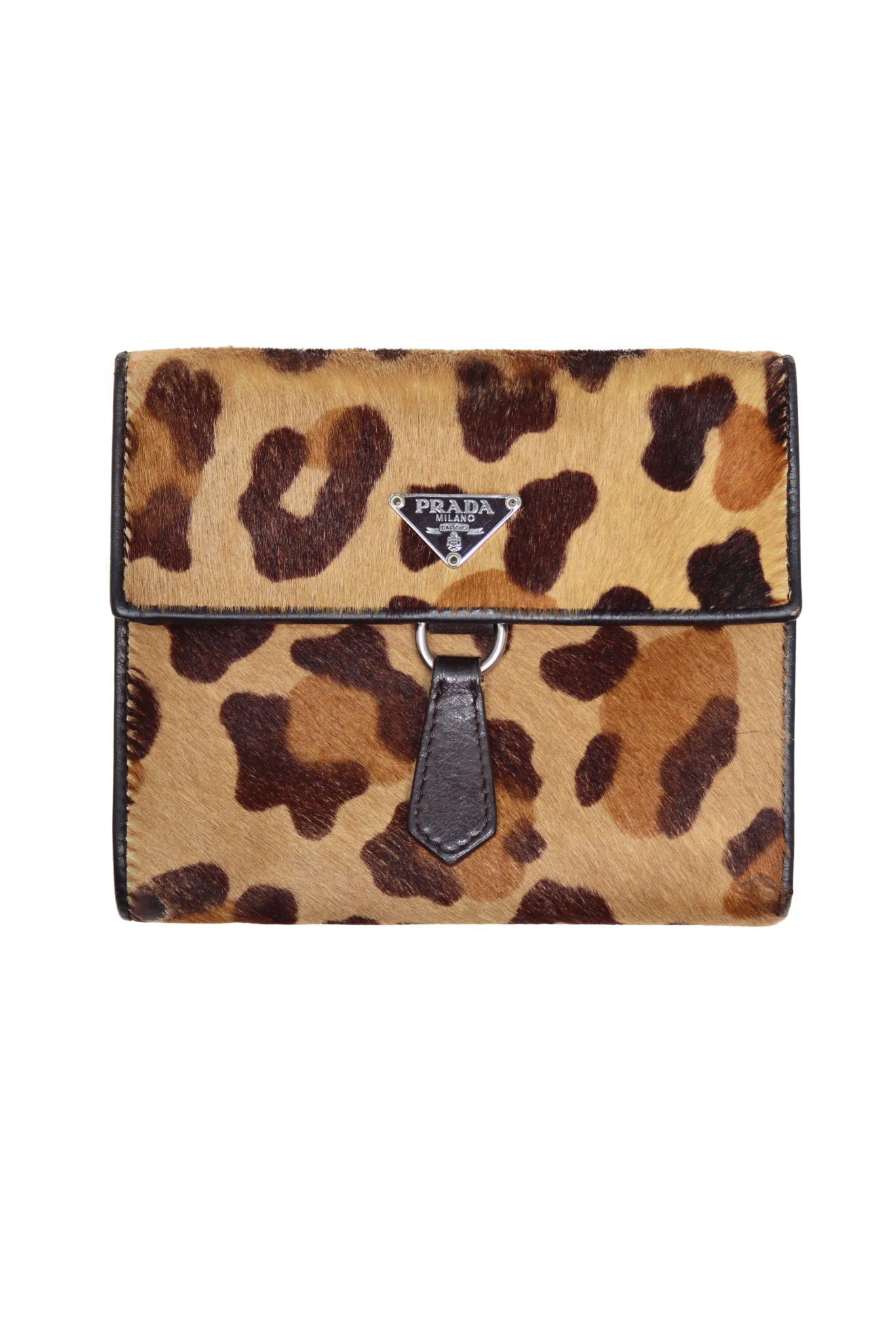 Rare Prada Leopard Print Ponyhair Bi-Fold Wallet