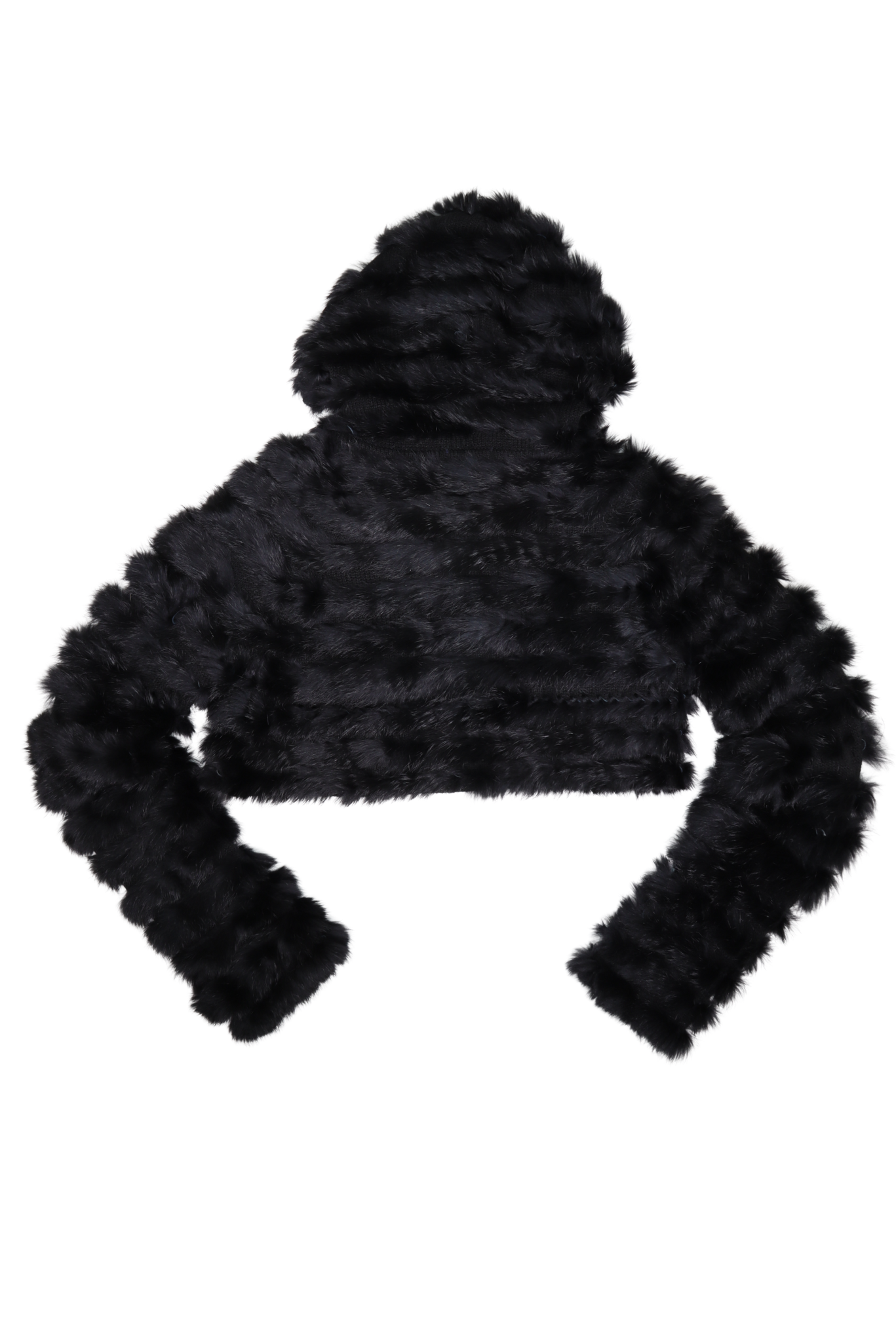Vintage Rabbit Fur Ultra Cropped Hooded Sweater