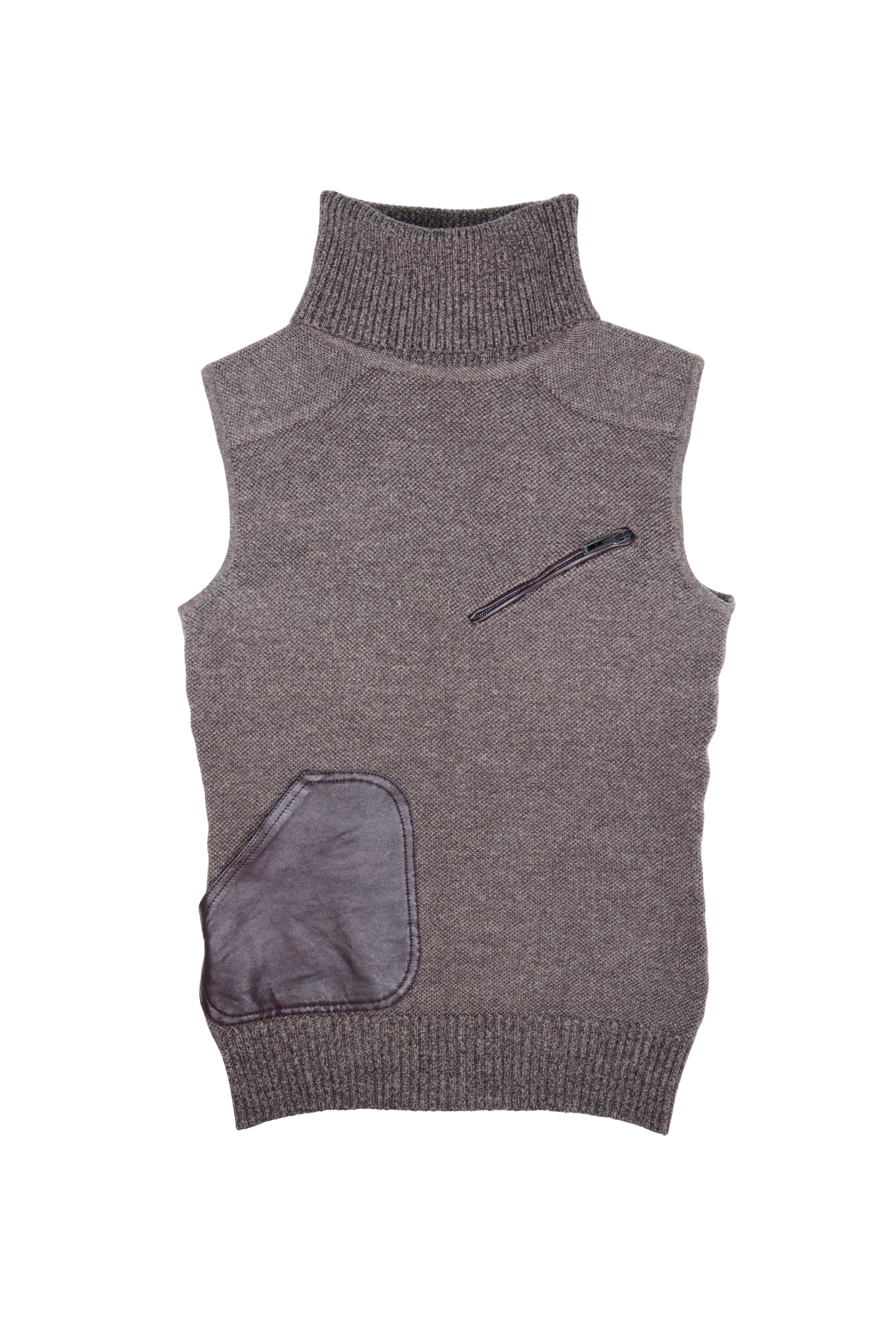 Vintage Christian Dior Wool With Leather Pocket Turtleneck Vest