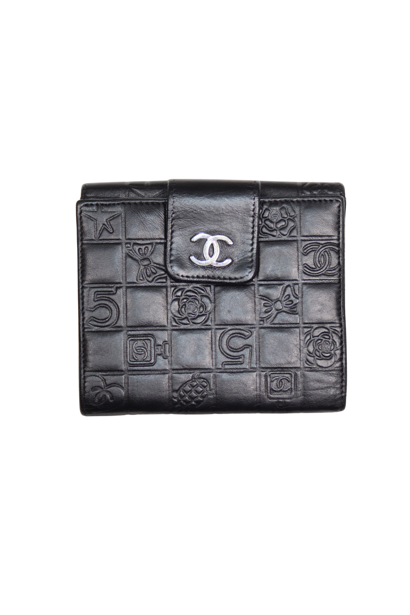 CHANEL Lucky Charms Black Bi-FOLD Lambskin Leather Wallet