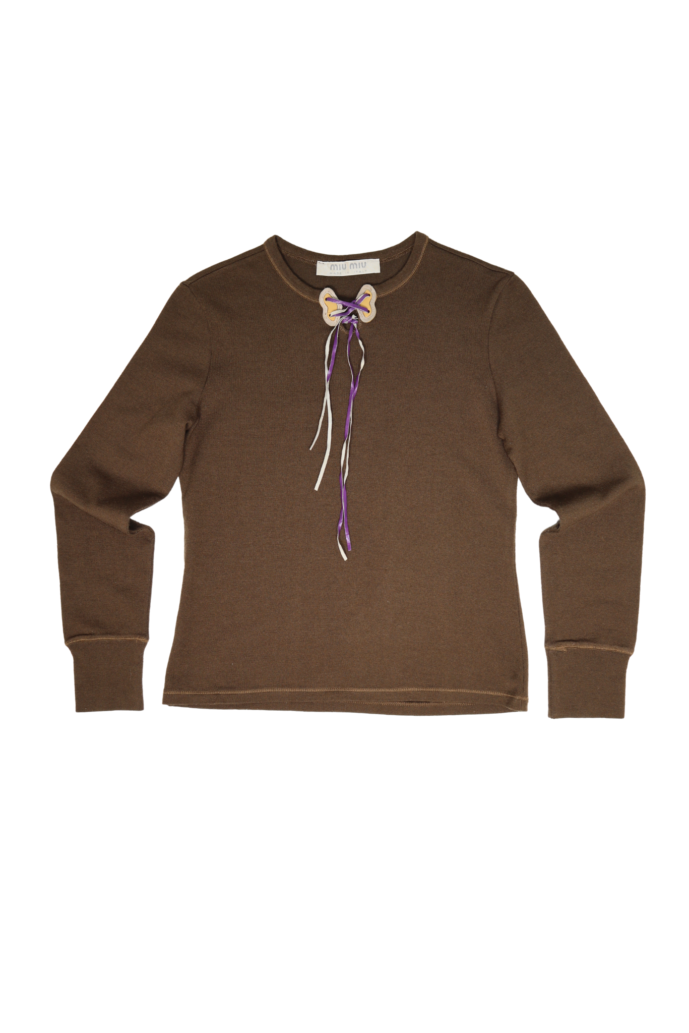 Vintage 1999 Miu Miu Leather Butterfly Detail Longsleeve