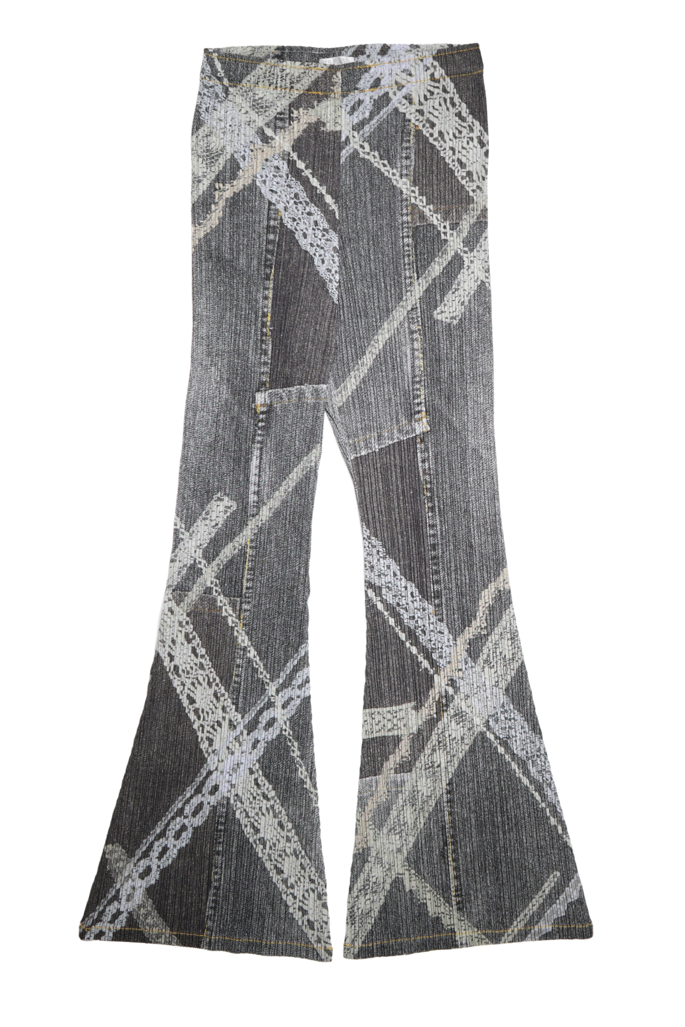 ISSEY MIYAKE Pleats Please Faded Grey Denim Flared Pant
