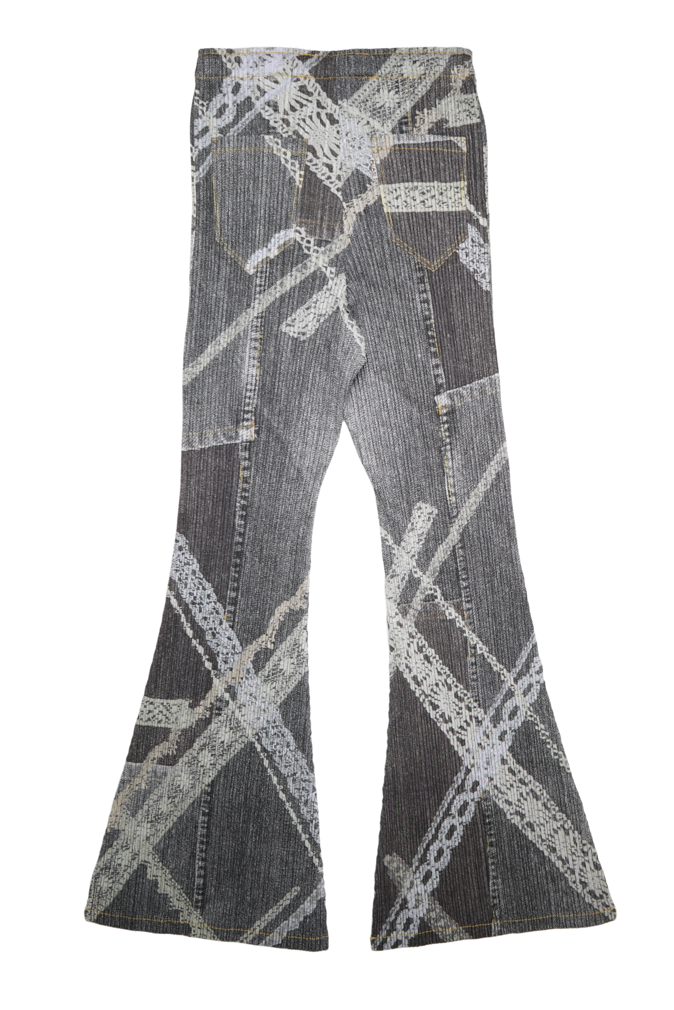 ISSEY MIYAKE Pleats Please Faded Grey Denim Flared Pant