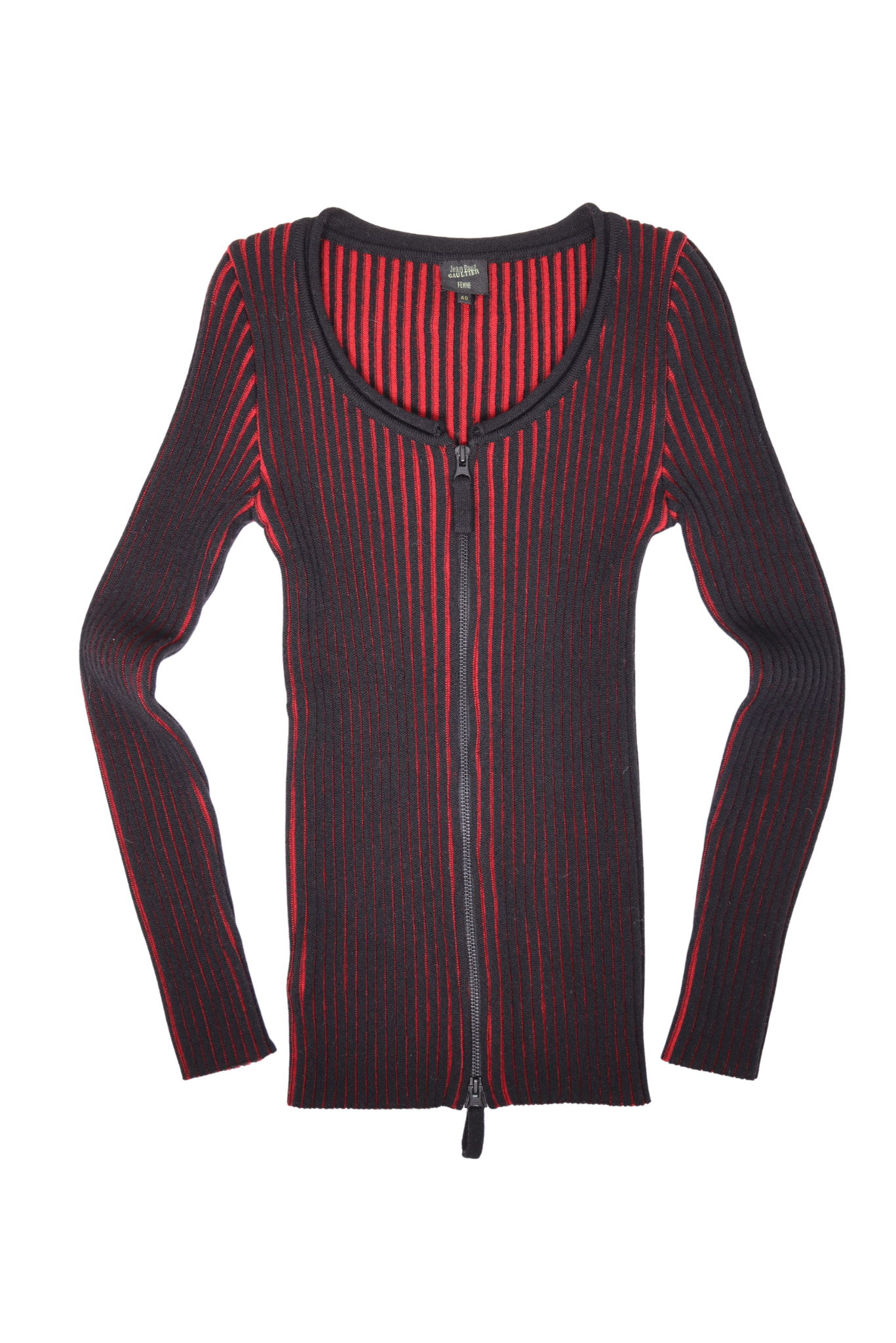 Vintage Jean Paul Gaultier Ribbed Knit Zip Cardigan