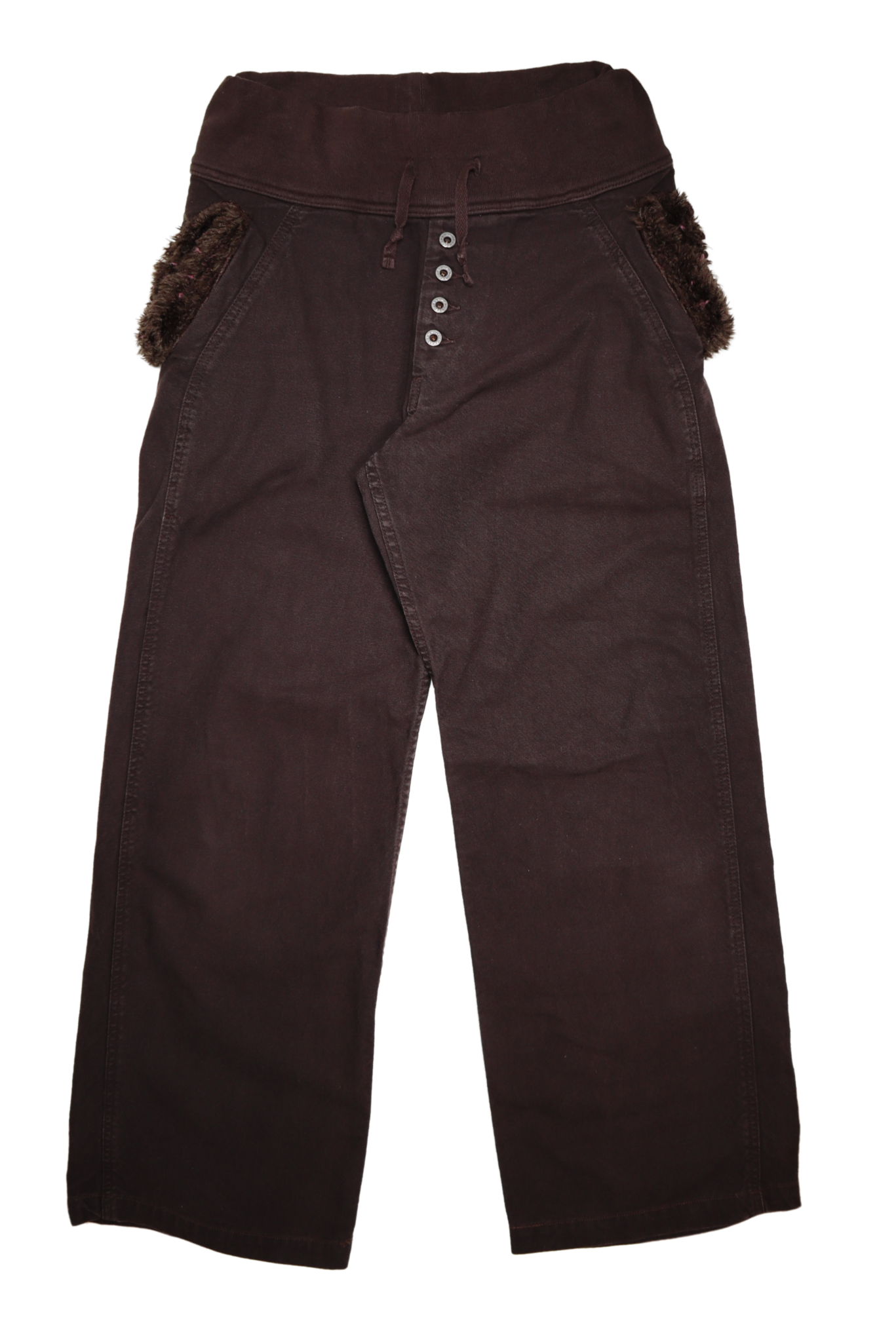KAPITAL KOUNTRY DRAWSTRING BROWN FUR TRIM POCKET PANT