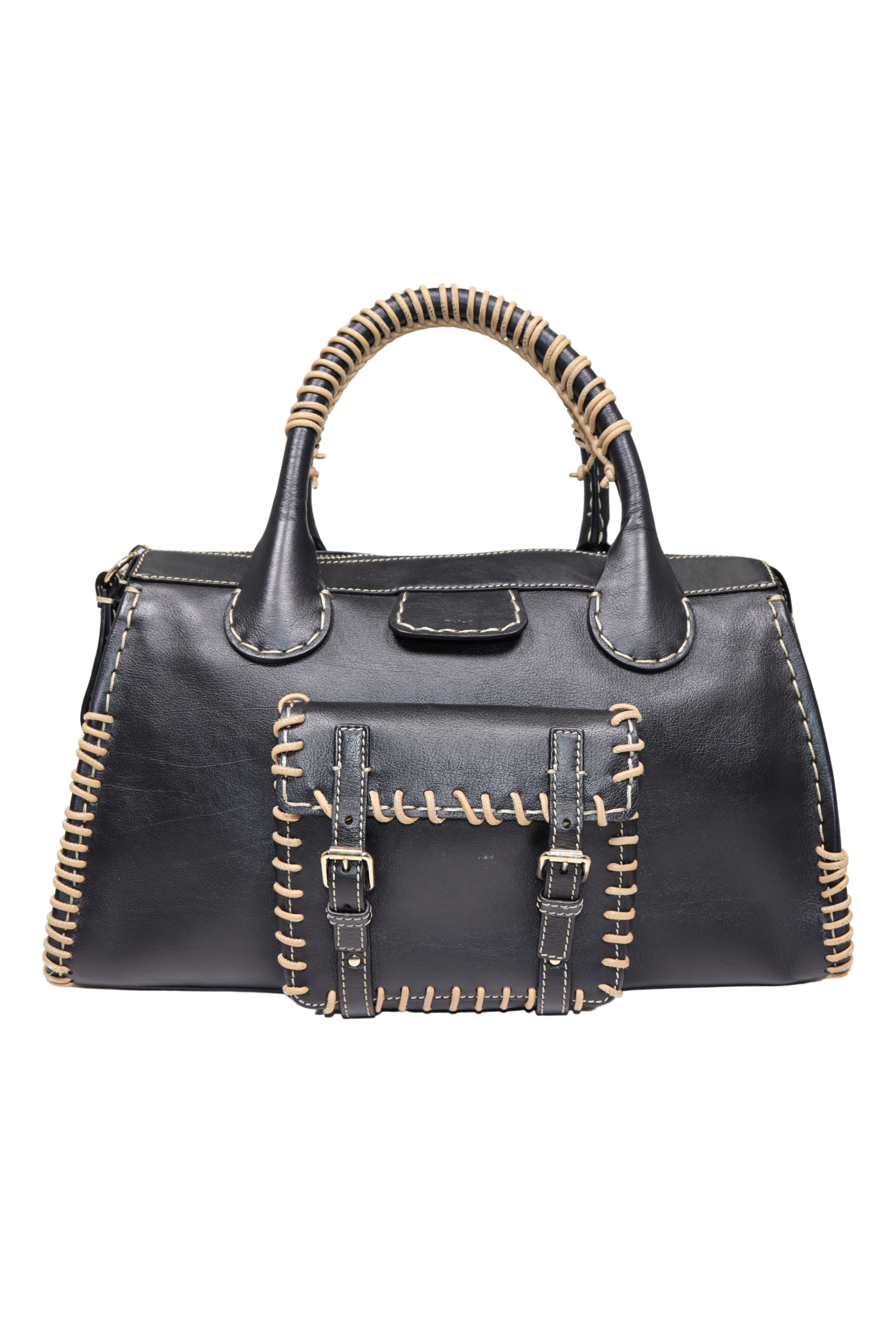 Chloé Edith Whipstitched Medium Leather Tote with Single Shoulder Strap