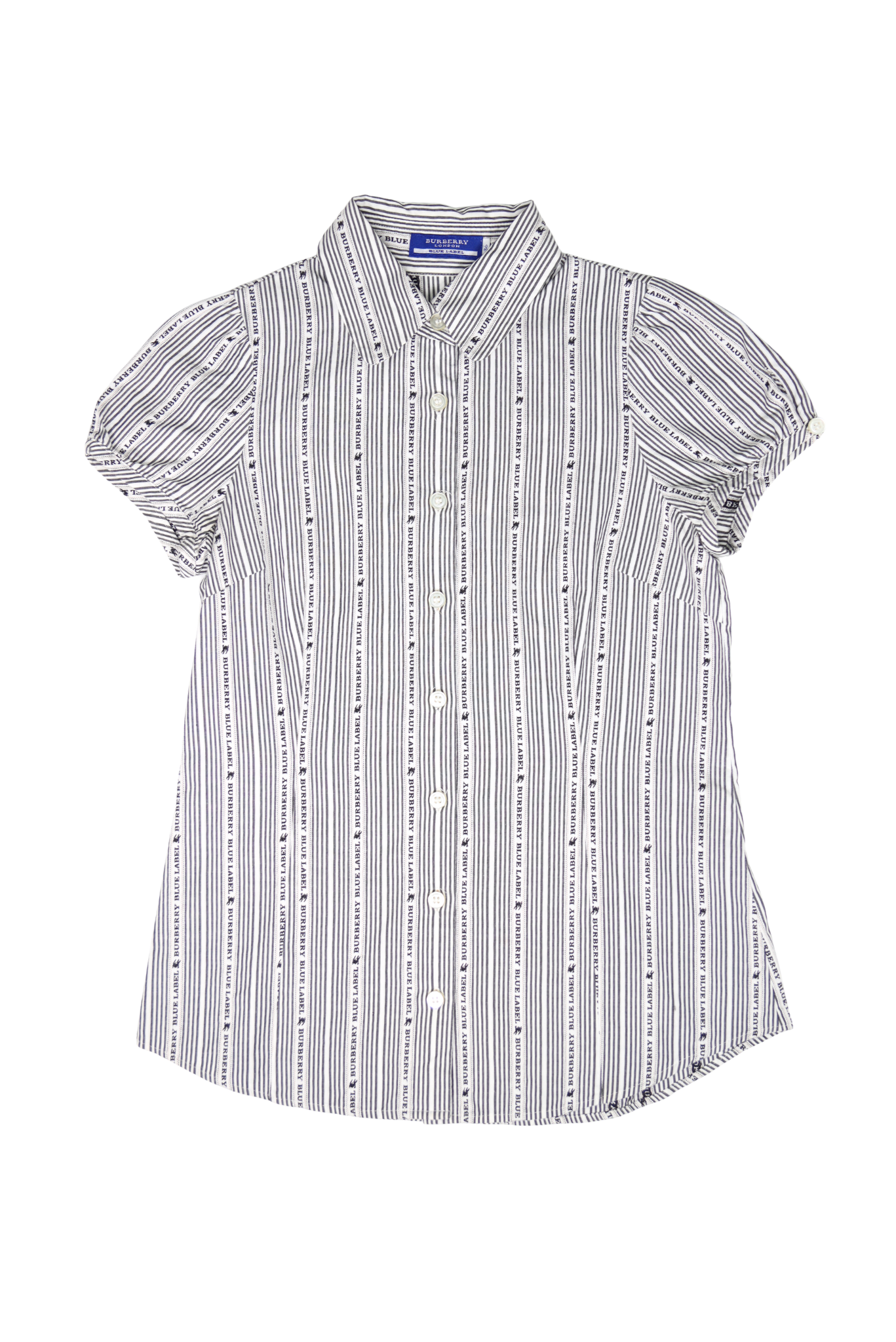 Vintage Burberry Blue Label Striped Short-Sleeve Button Down