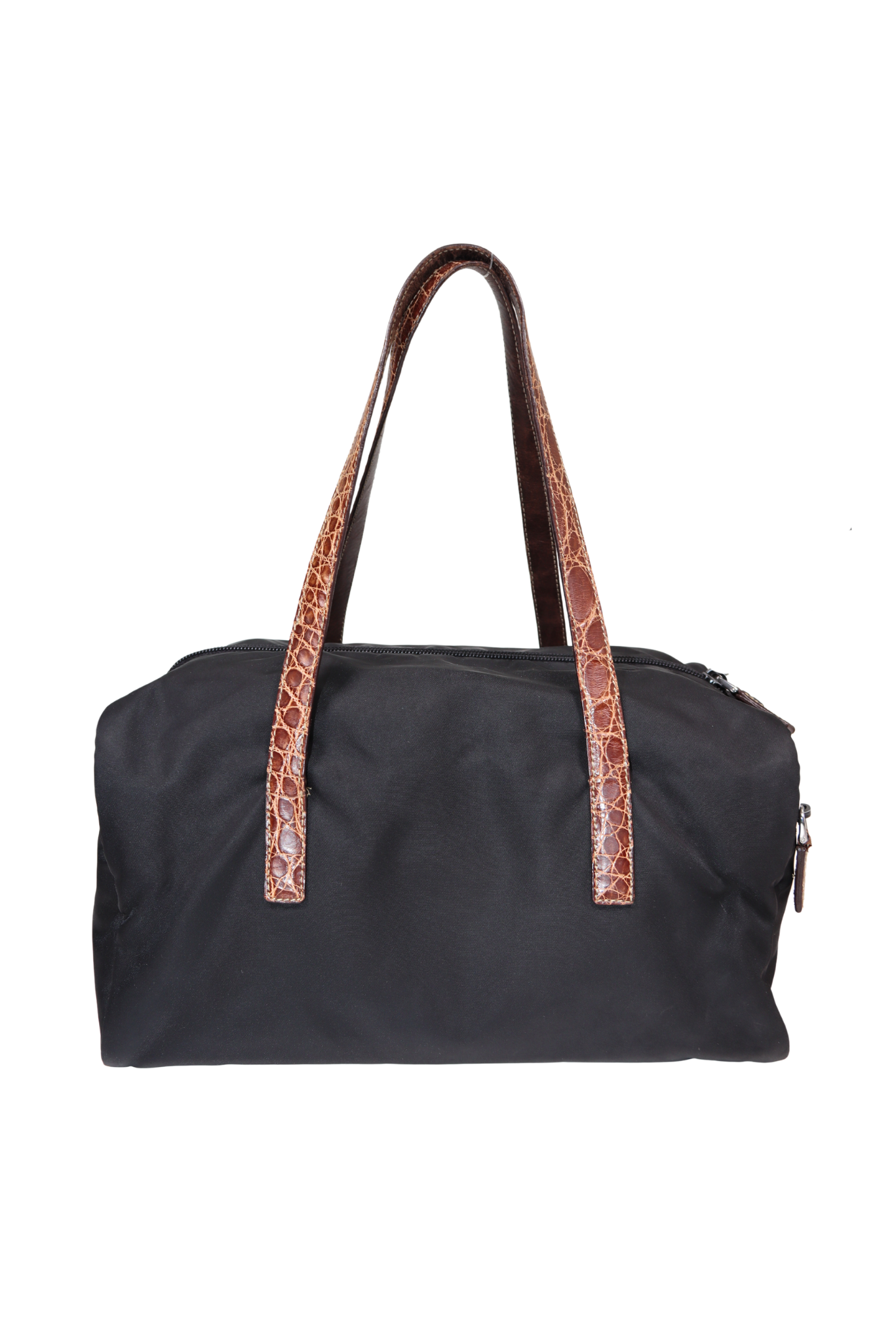 Prada 2013 Tessuto Boston Bag with Crocodile Leather Straps