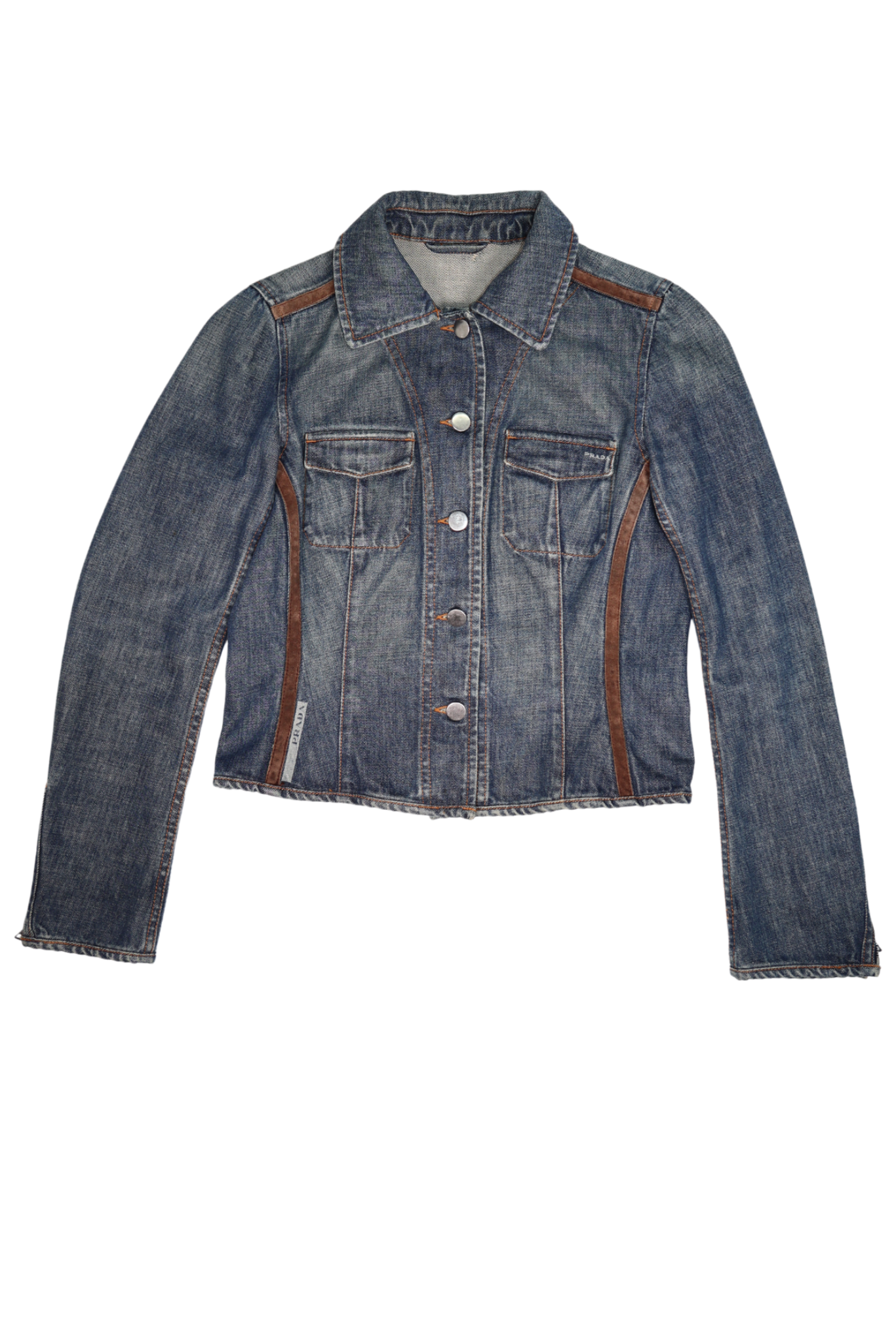 Prada Denim Fitted Jacket with Suede Trim