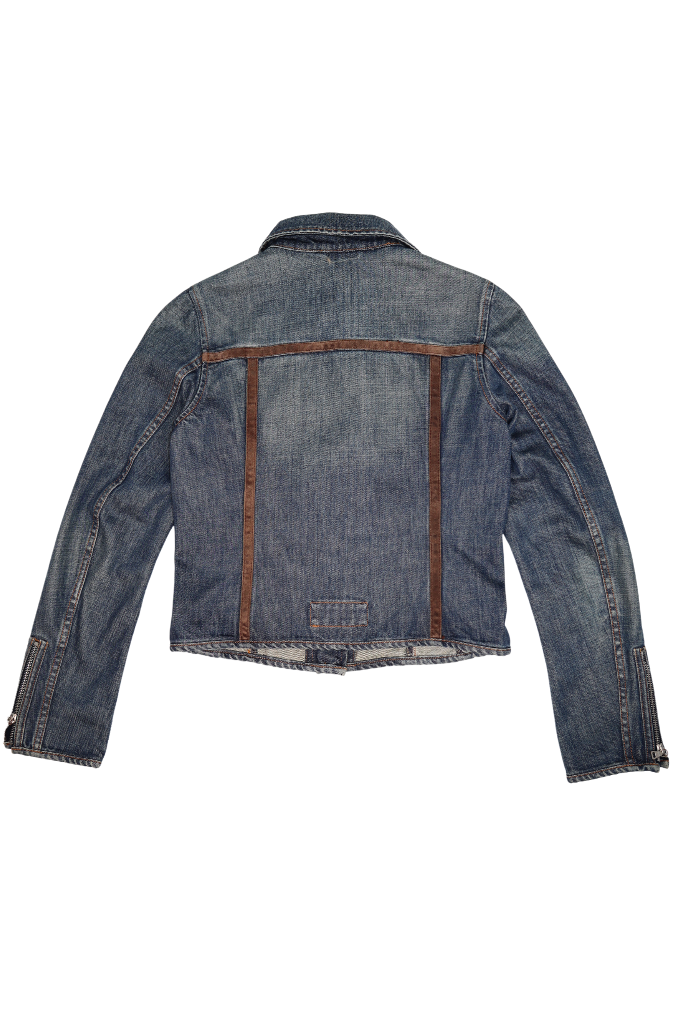 Prada Denim Fitted Jacket with Suede Trim