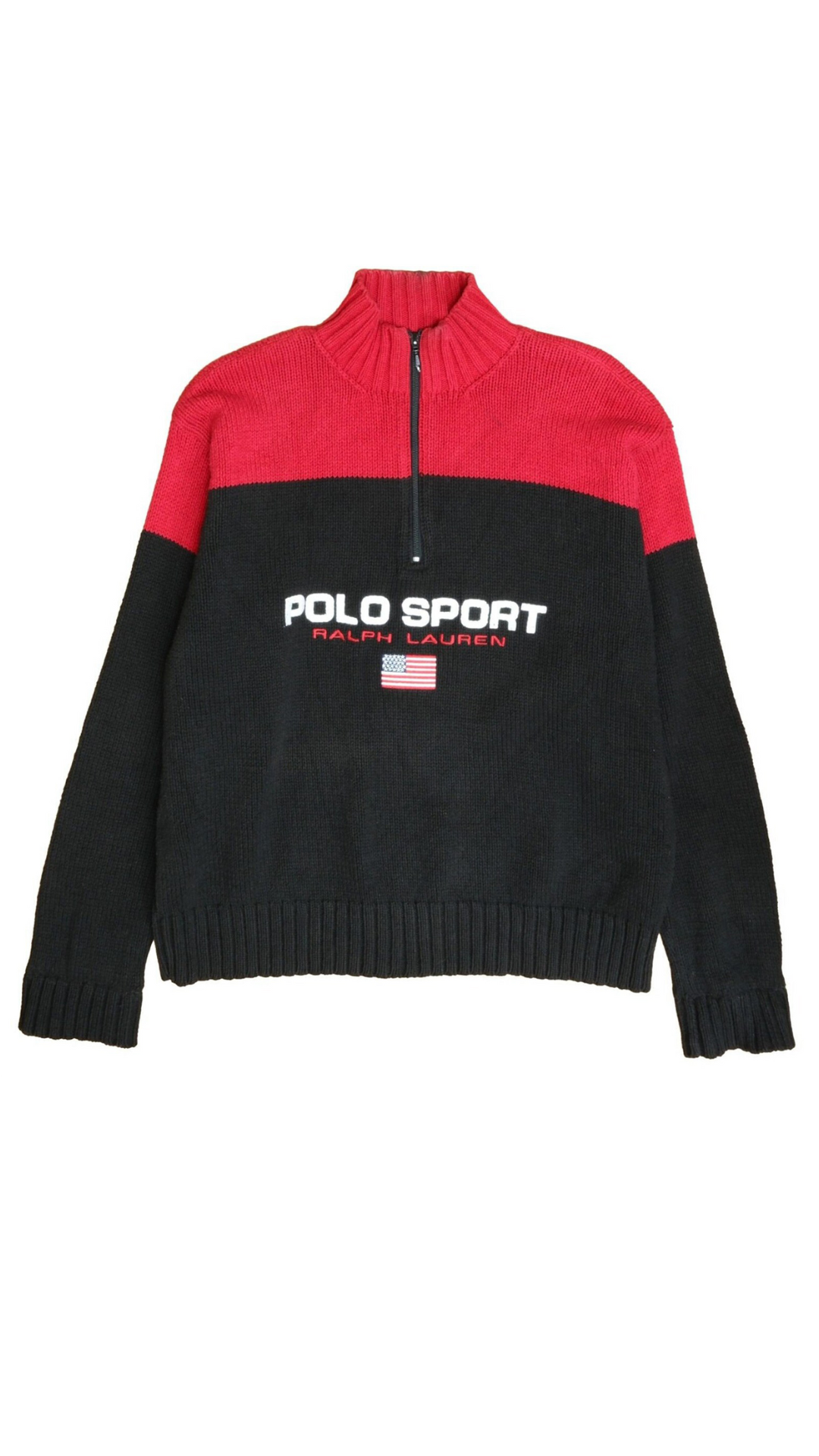 Vintage Polo Sport Half Zip Knit Logo Sweater