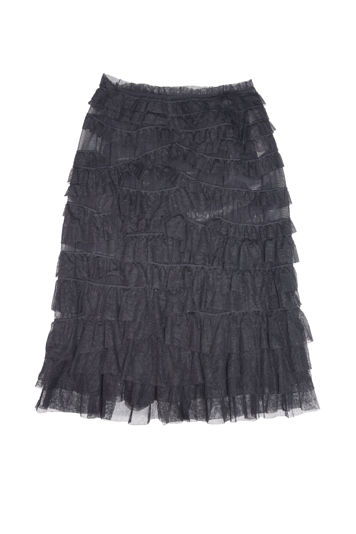 Vintage Jean Paul Gaultier Ruffle Black Midi Skirt