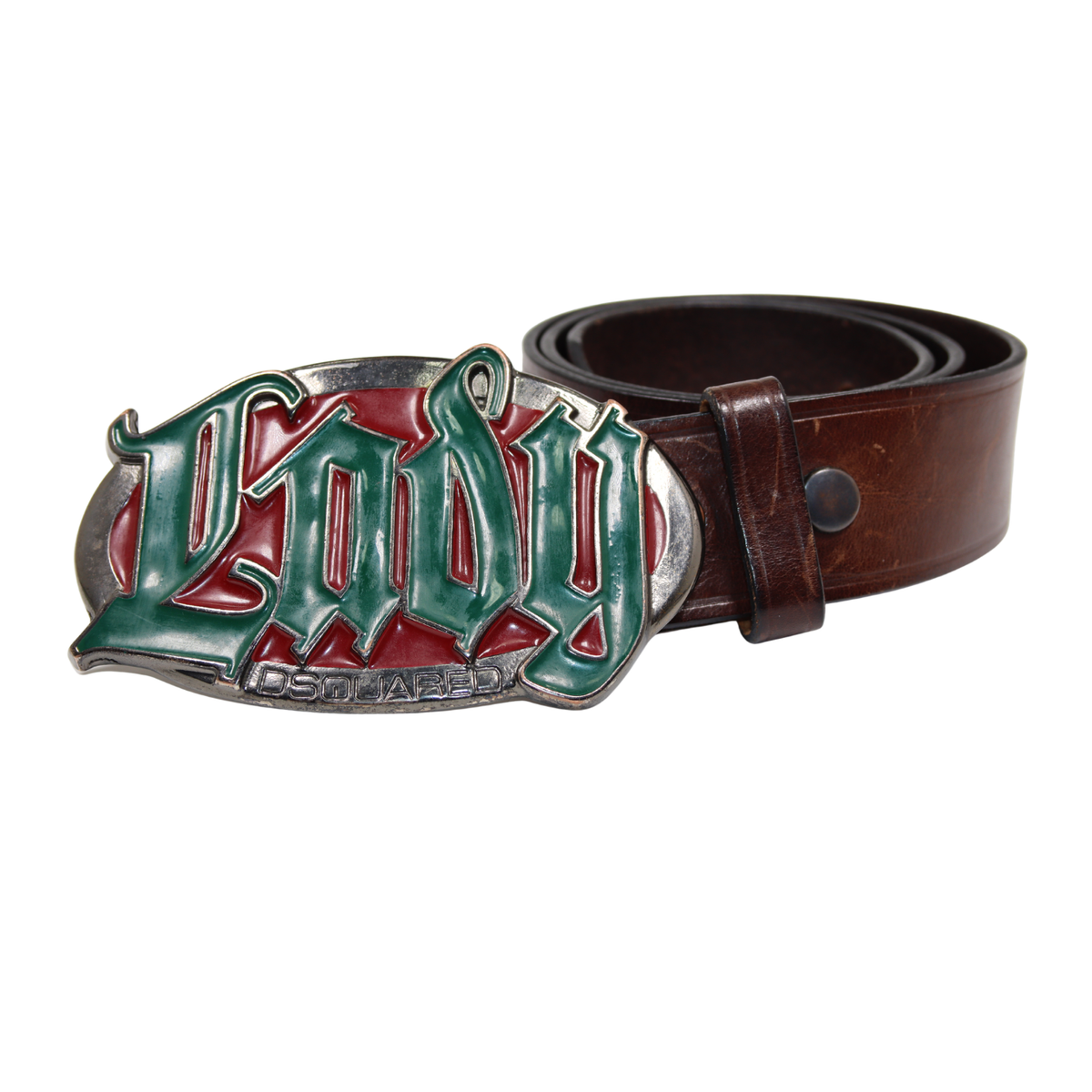 Dsquared2 Brown Leather “Lady” Gothic Buckle Belt