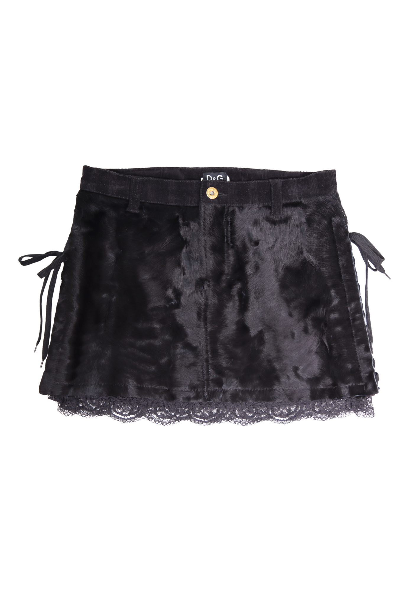 Vintage D&G Real Pony Hair Lace Tie-Up Skirt