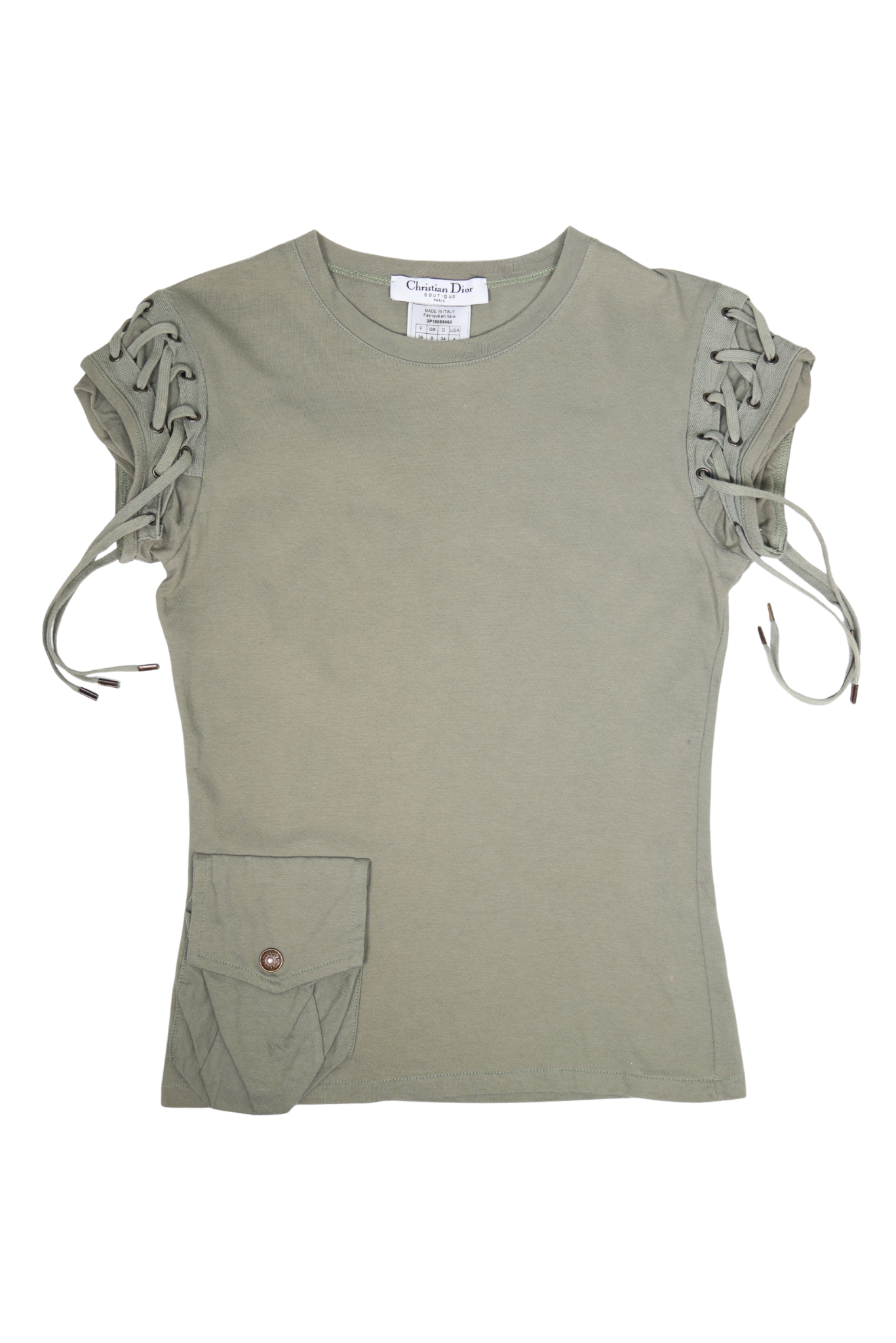 2003 Christian Dior Khaki Lace-Up Cargo Shirt