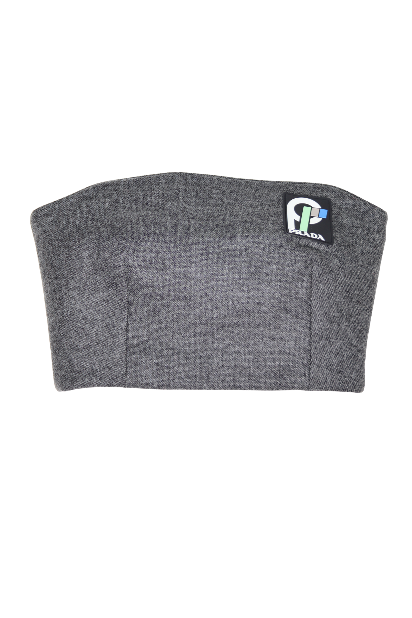 PRADA Grey Bustier Logo Strapless Top