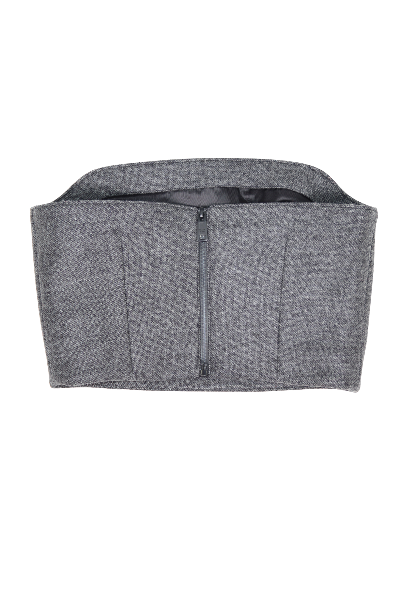 PRADA Grey Bustier Logo Strapless Top