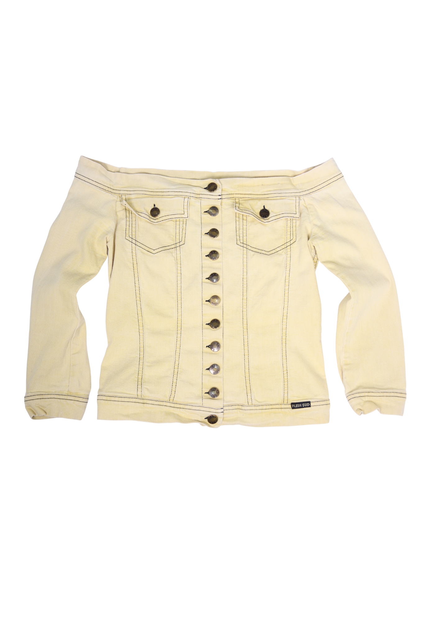 Plein Sud 1997 Butter Yellow Off-The-Shoulder Top