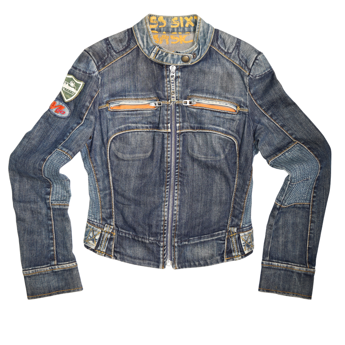 Vintage Miss Sixty Denim Zipper Crop Moto Jacket