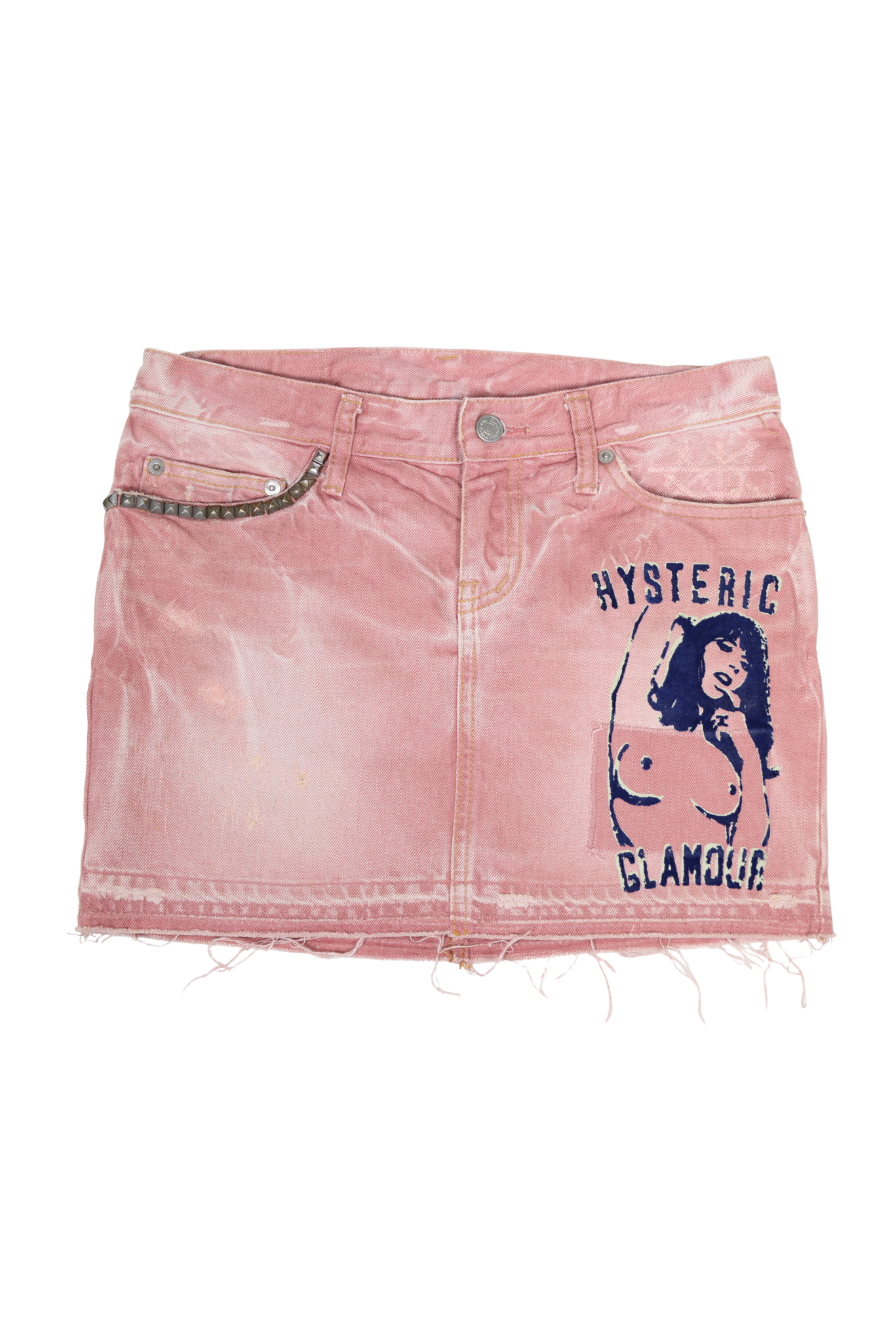 Rare Vintage Hysteric Glamour Nude Girl Pink Denim Mini Skirt