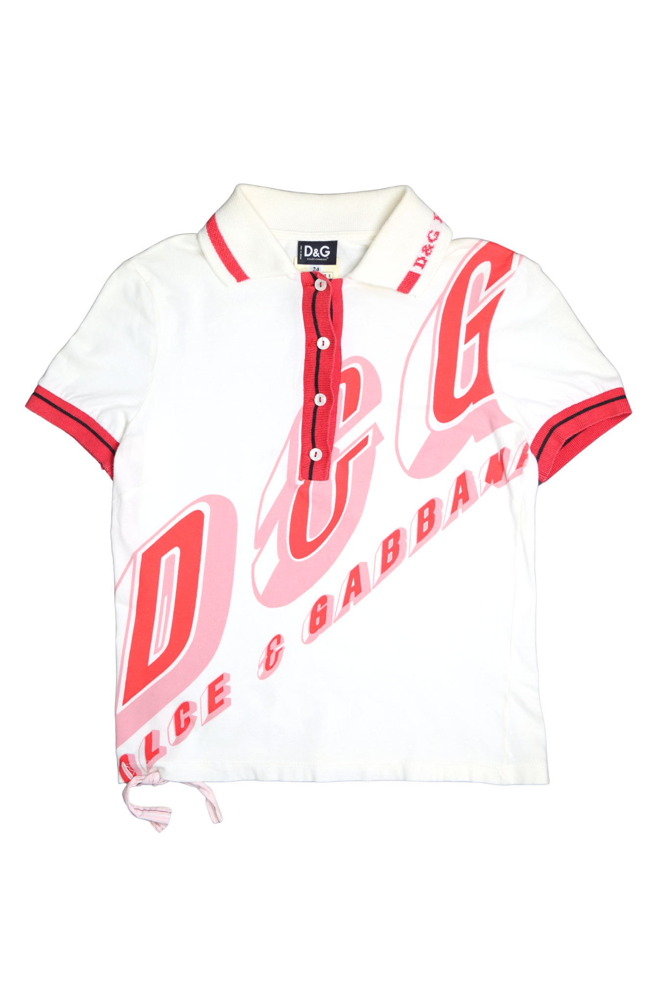 Vintage D&G White and Red Polo Shirt